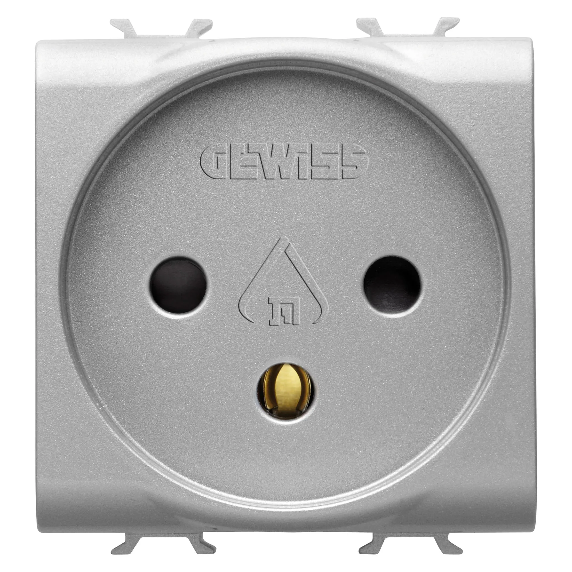 Priza, standard, Gewiss, Chorus, israeliana, 250V, c.a., 2P+E, 16A, 2, module, titan, GW14281