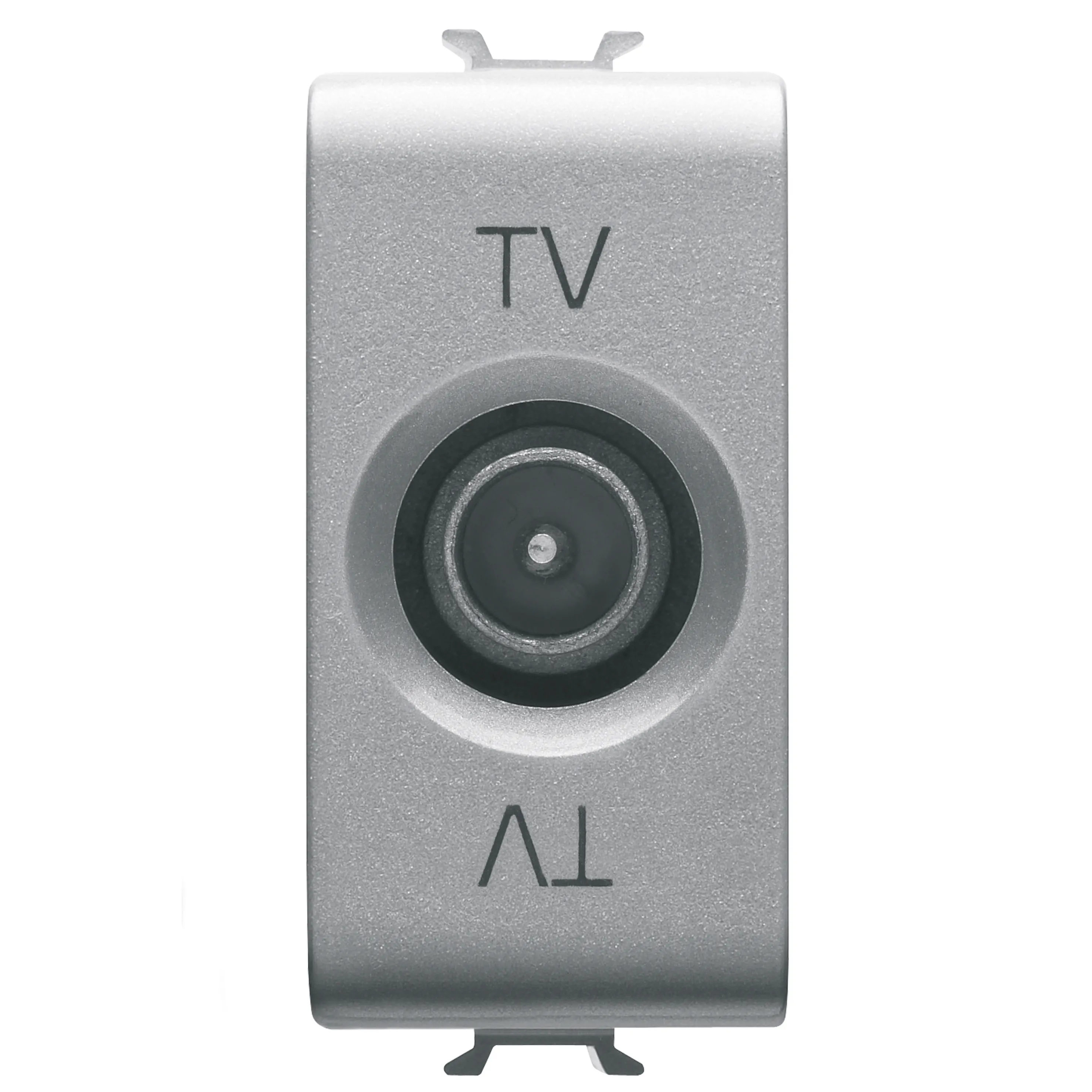 Priza, TV, coaxiala, Gewiss, Chorus, cu, ecranare, clasa, A, conector, tata, IEC, 95, mm, alimentare, 5, dB, 1, modul, titan, GW14362