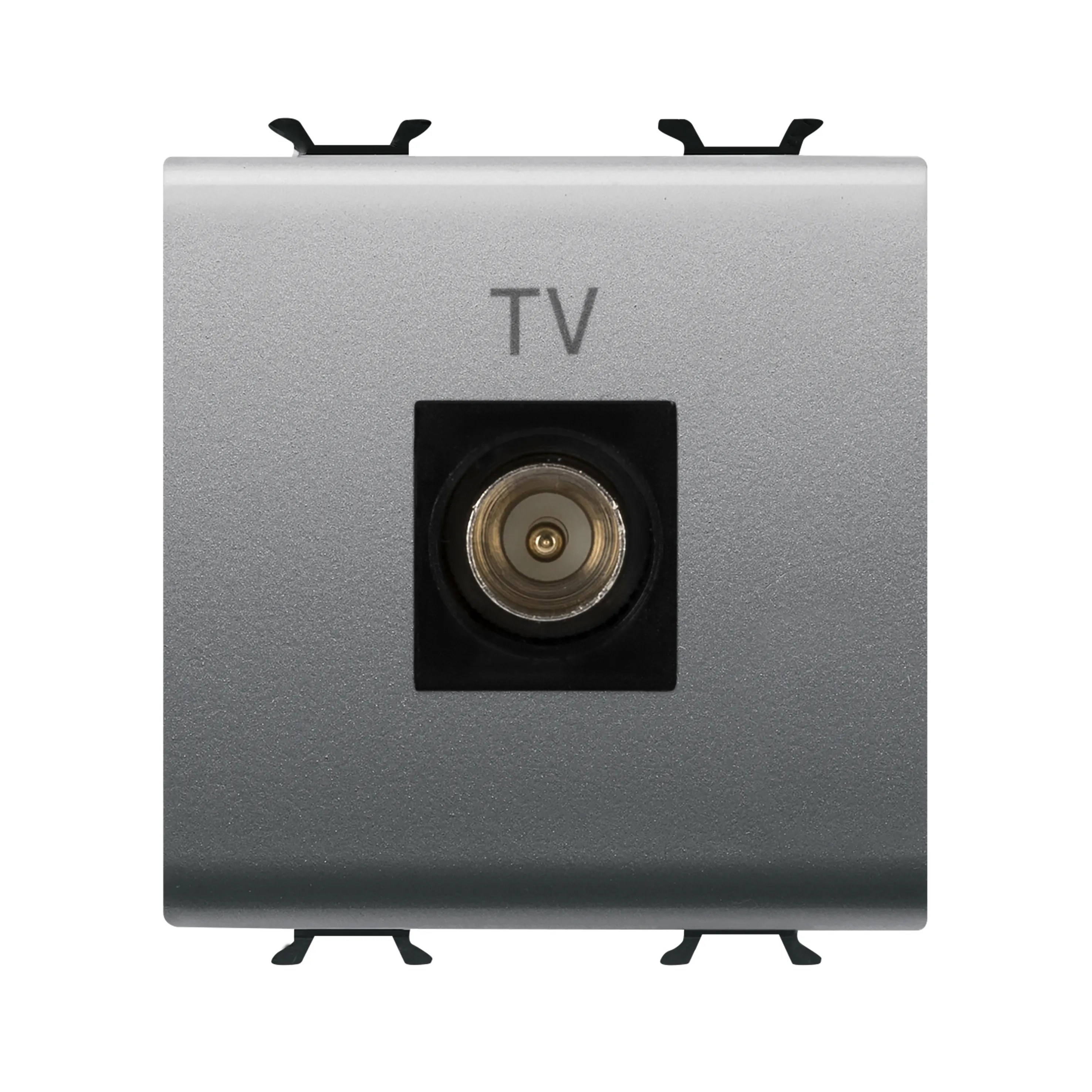 Priza, TV, coaxiala, Gewiss, Chorus, cu, ecranare, clasa, A, conector, tata, IEC, 95, mm, directa, 2, module, titan, GW14367