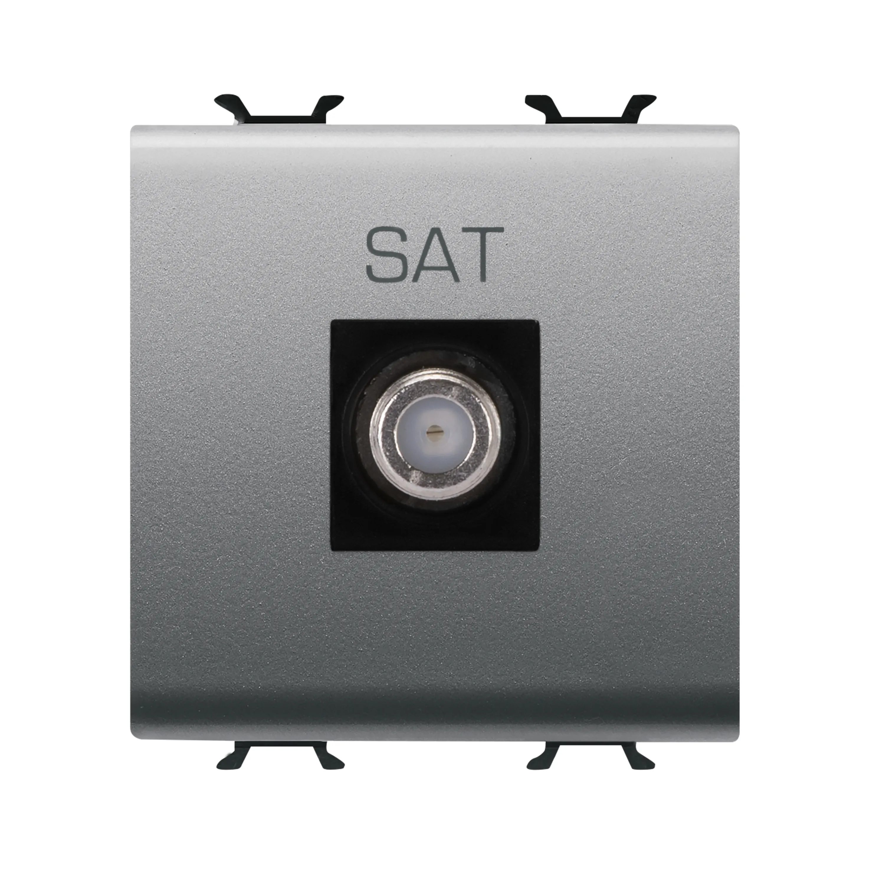 Priza, TV, coaxiala, Gewiss, Chorus, cu, ecranare, clasa, A, conector, F, mama, directa, 2, module, titan, GW14377 