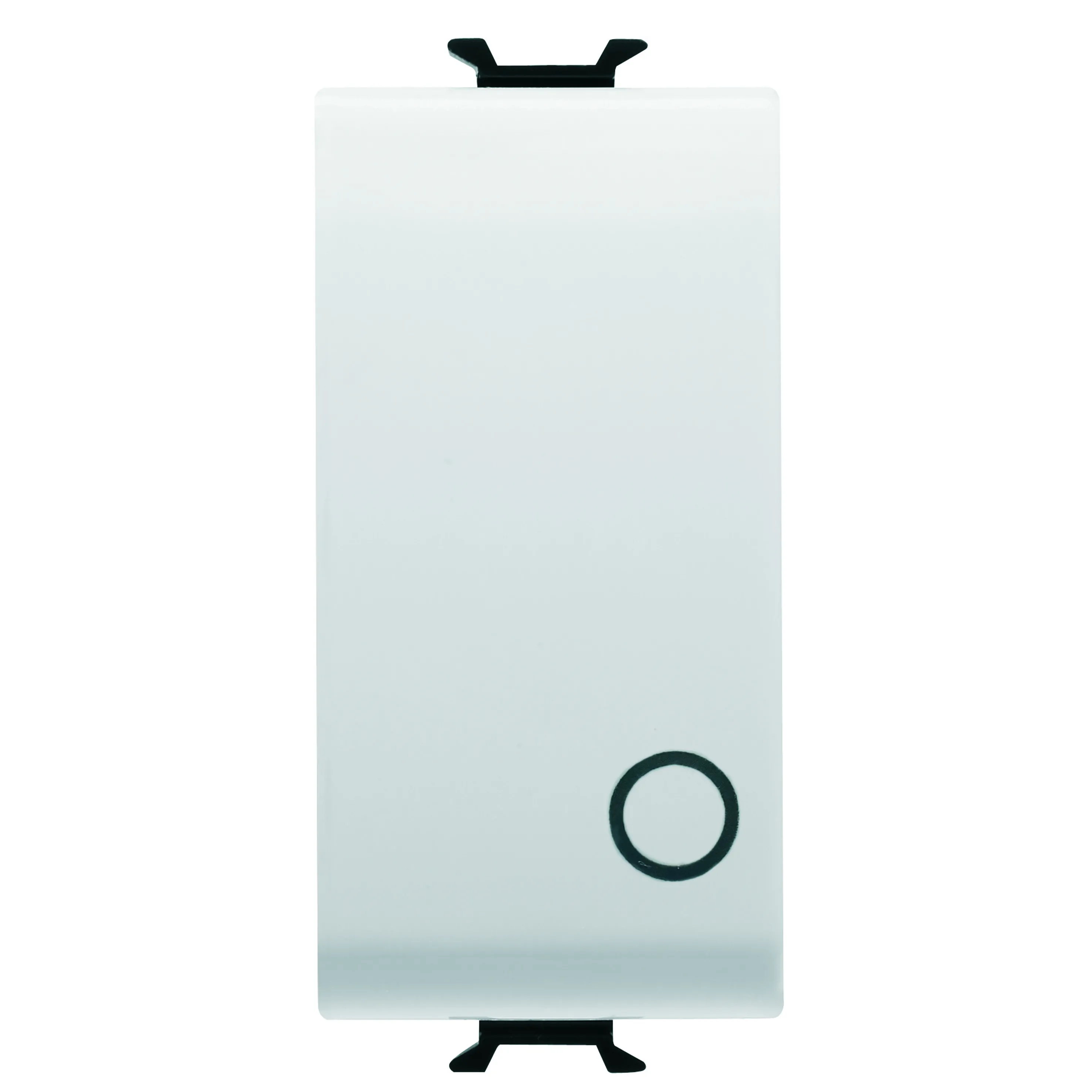 Buton, cu, revenire, 2P, 250V, NO, 16A, buton, neutru, simbol, 0, 1, modul, alb, satinat, Gewiss, Chorus, GW15134