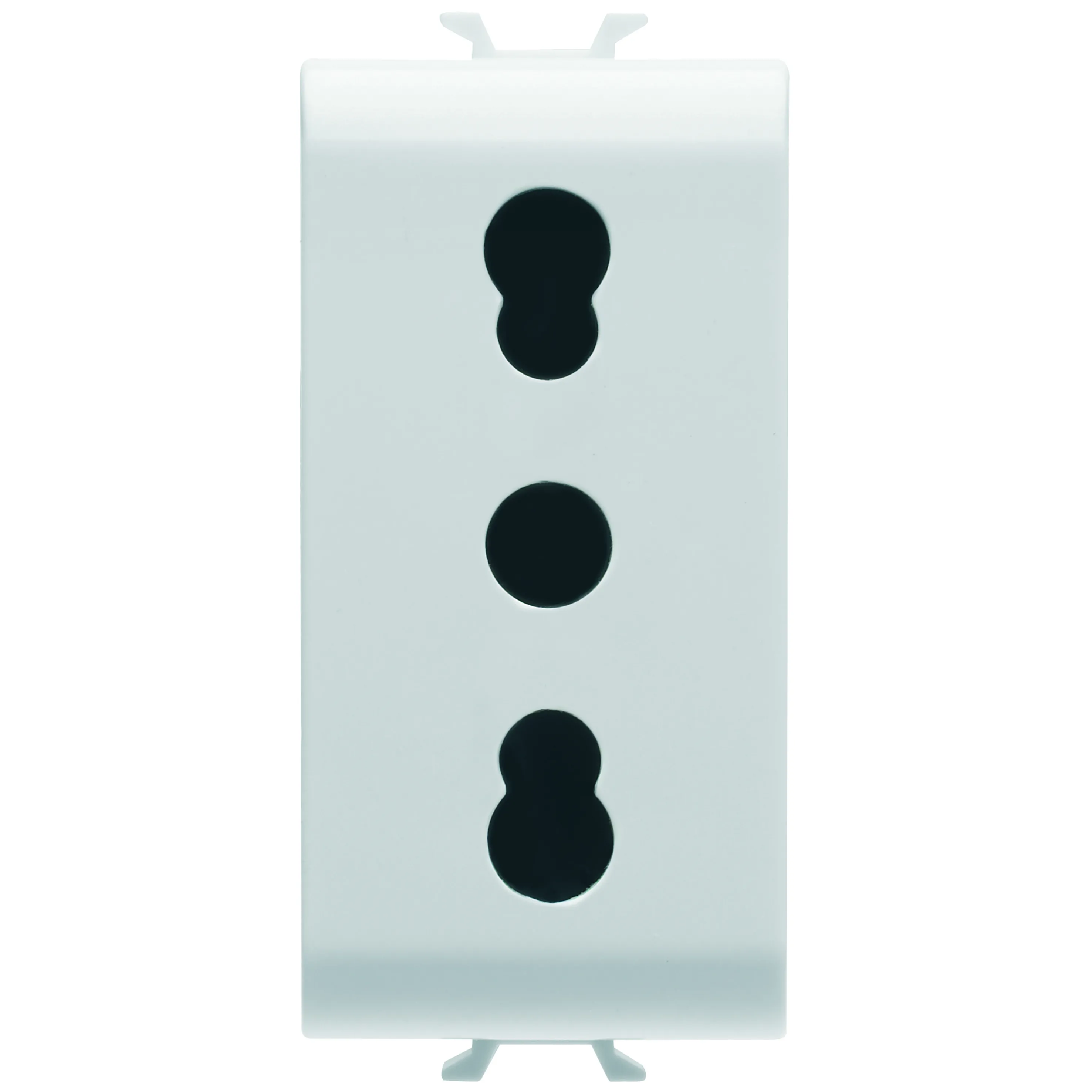 Priza, standard, Gewiss, Chorus, italiana, 250V, c.a., 2P+E, 16A, cu, amperaj, dublu, P11-P17, 1, modul, alb, satinat, GW15203