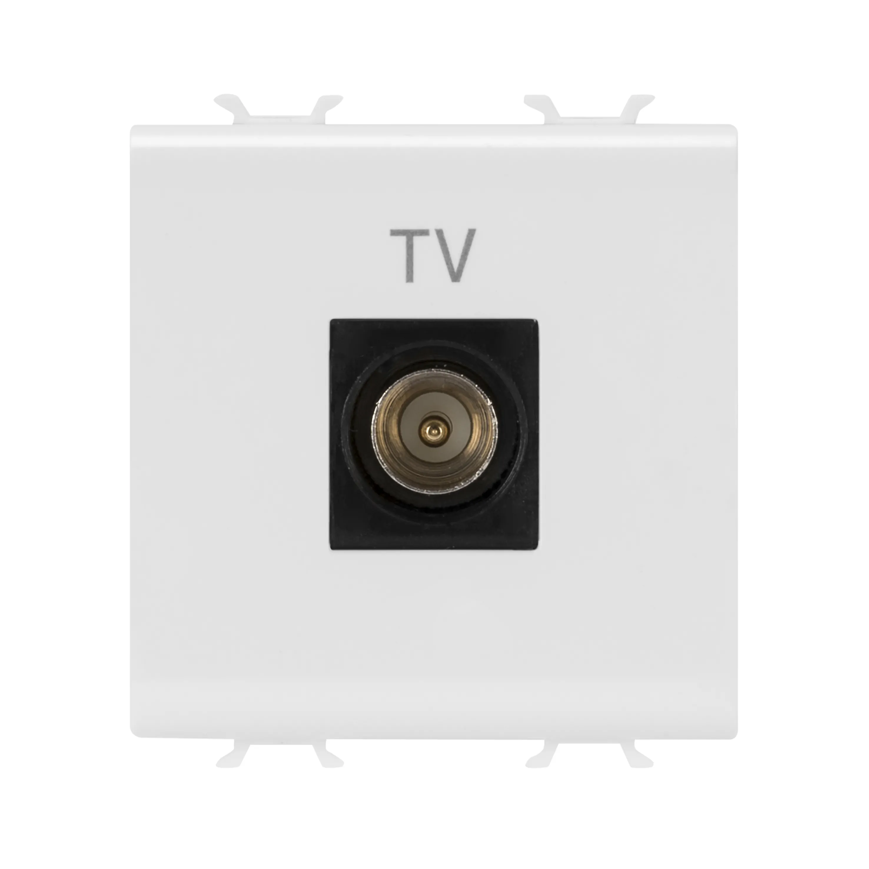 Priza, TV, coaxiala, Gewiss, Chorus, cu, ecranare, clasa, A, conector, tata, IEC, 95, mm, directa, 2, module, alb, satinat, GW15367
