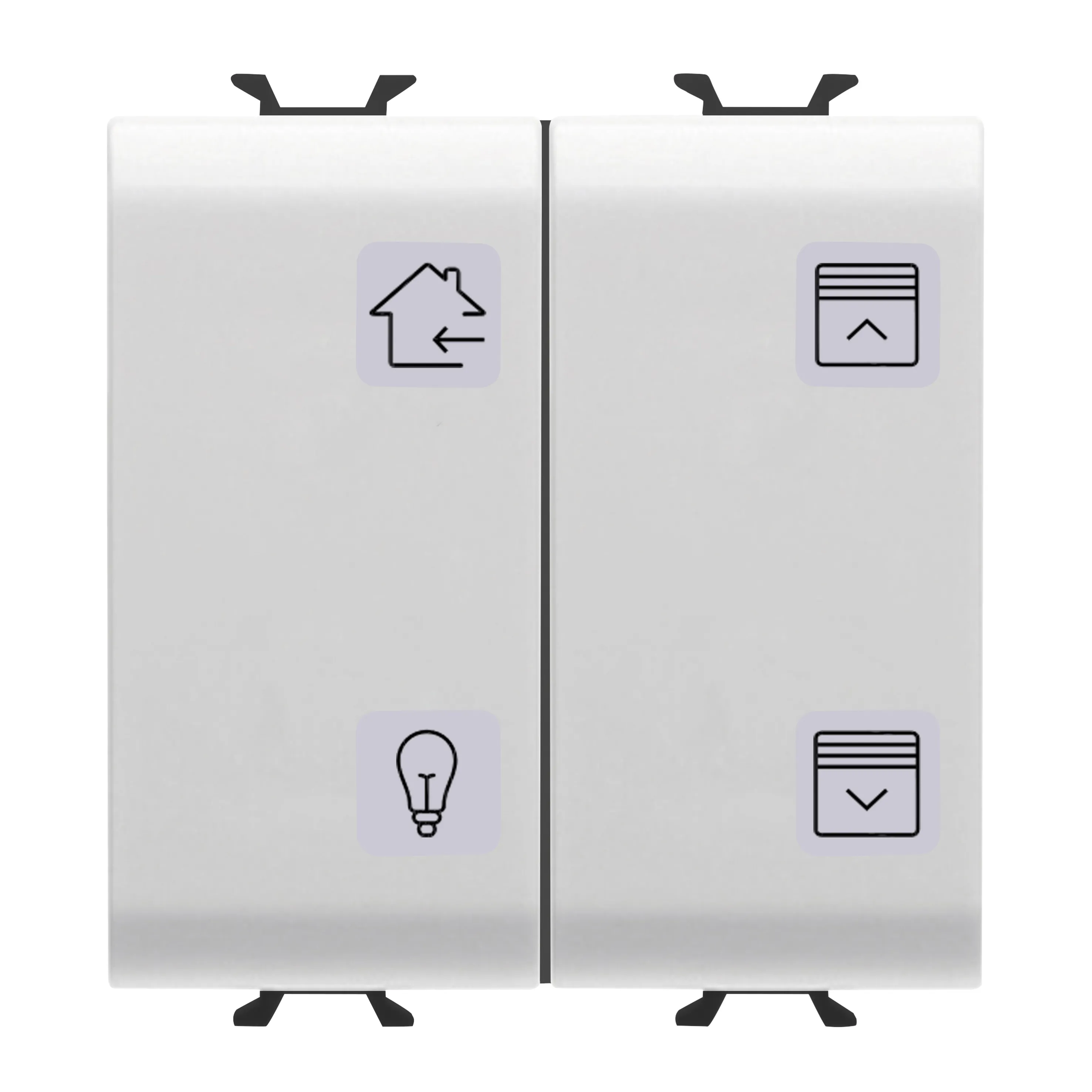 Panou, cu, butoane, cu, simboluri, interschimbabile, KNX, 4, canale, 2, module, alb, satinat, Gewiss, Chorus, GW15787