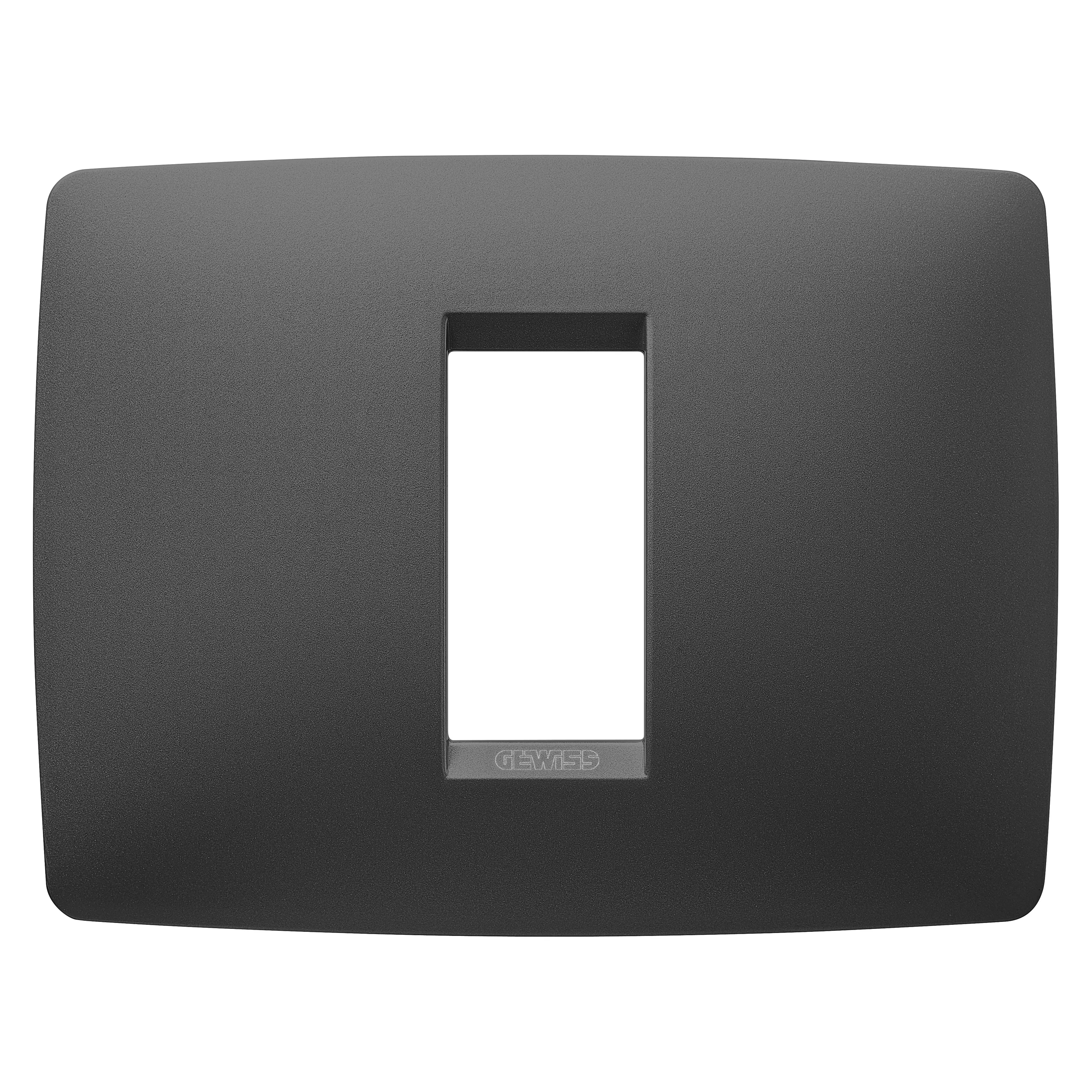 Placa, One, Gewiss, Chorus, tehnopolimer, vopsit, 1, modul, negru, satinat, GW16101VN 