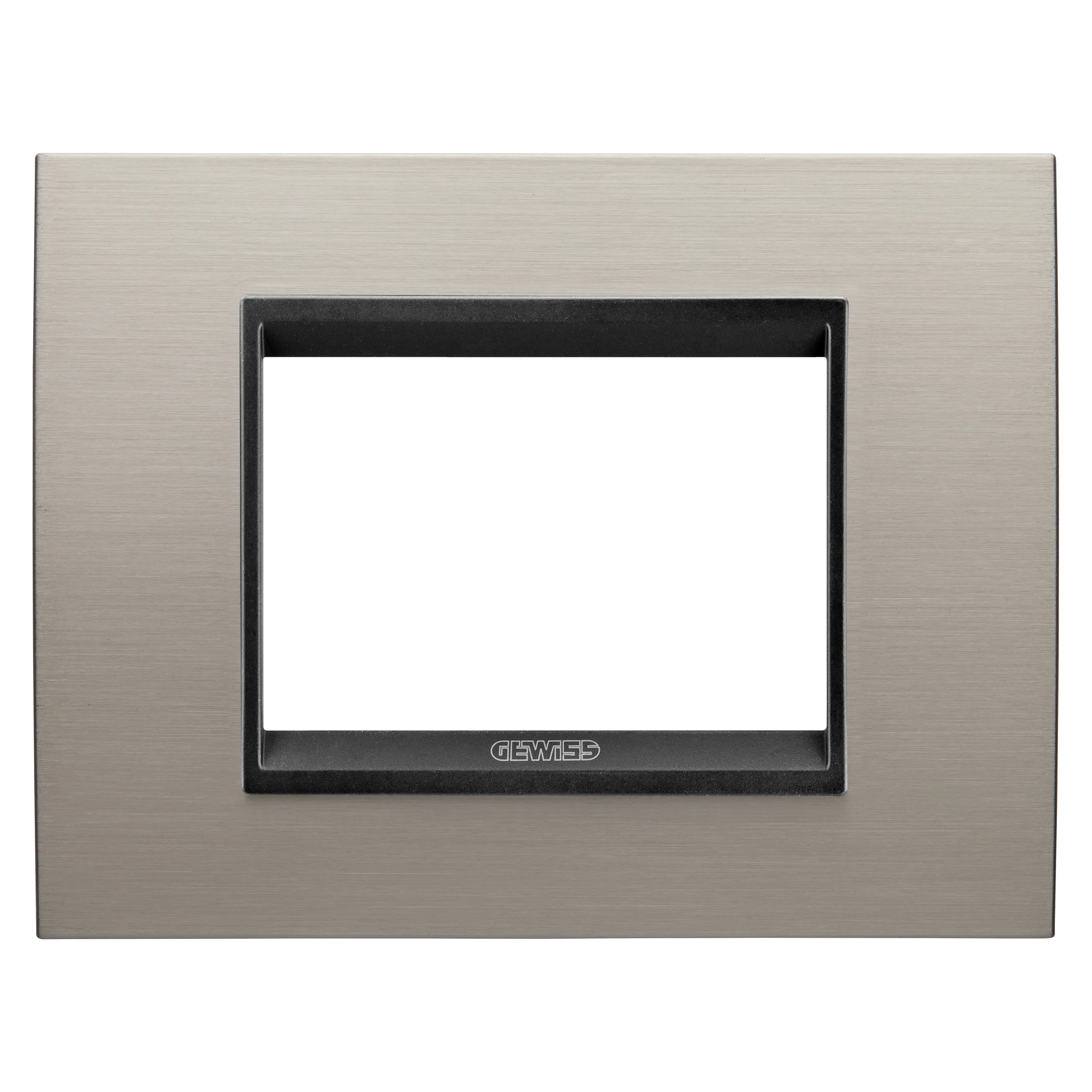 Placa, Lux, Gewiss, Chorus, in, metal, 3, module, aluminiu, periat, lay, cadru, interior, negru, mat, GW16203WS
