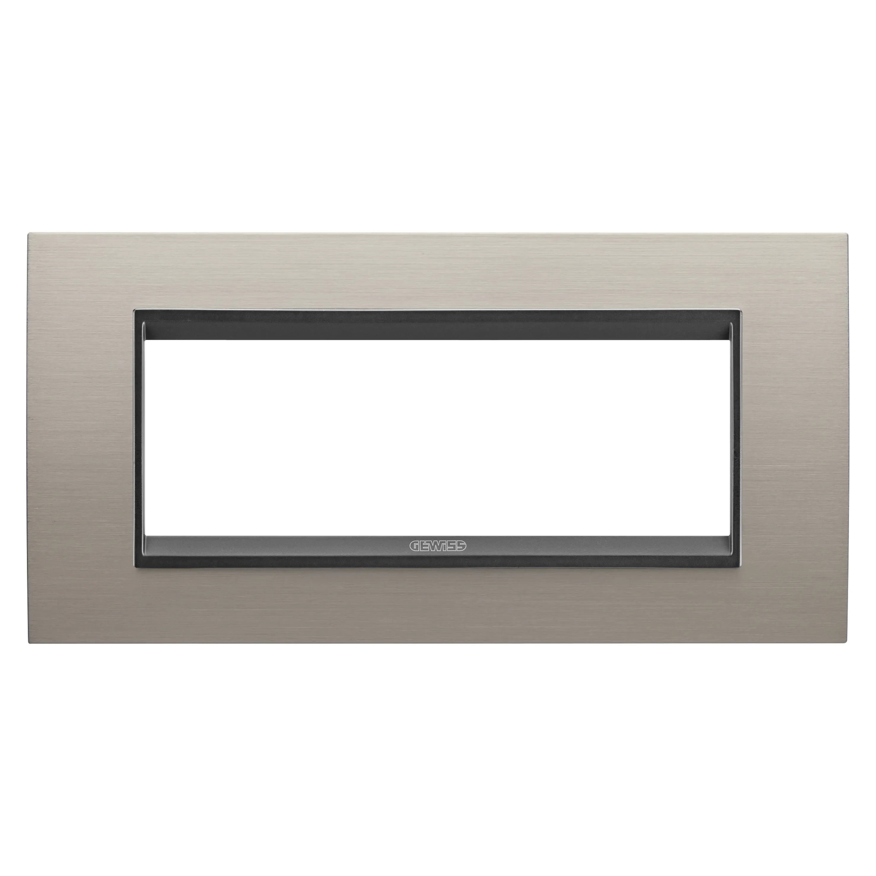Placa, Lux, Gewiss, Chorus, in, metal, 6, module, aluminiu, periat, lay, cadru, interior, negru, mat, GW16206WS