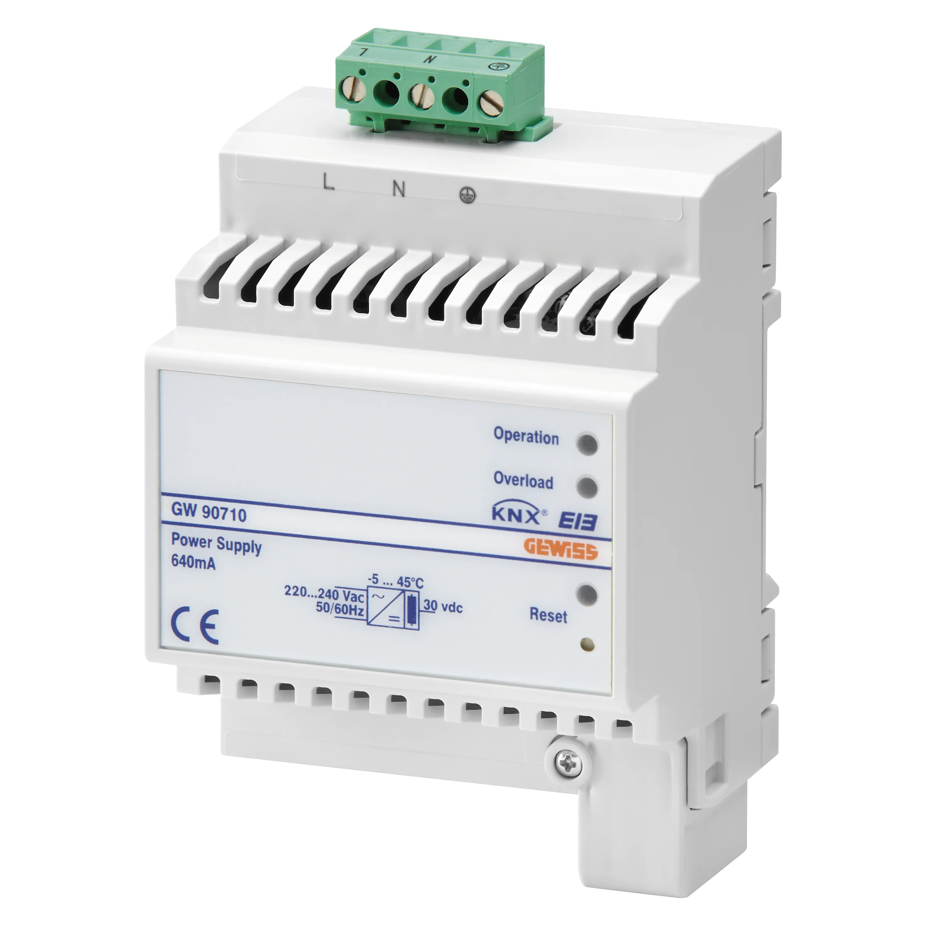 Alimentare, electronica, auto-protejata, 220-240V, 50/60Hz, 640mA, IP20, 4, module, montare, sina, Gewiss, GW90710