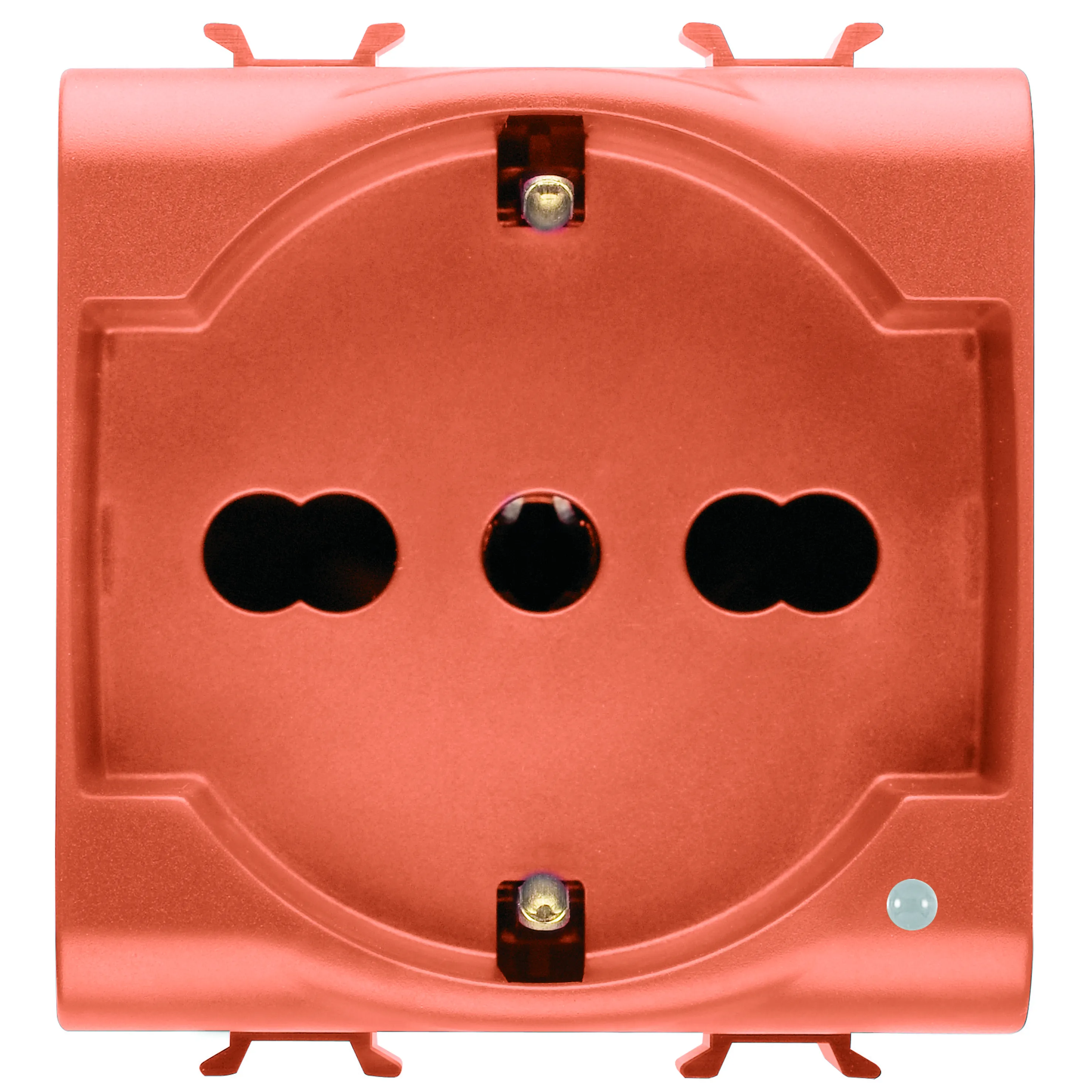 Priza, standard, Gewiss, Chorus, italiana/germana, 250V, c.a., pentru, linii, dedicate, 2P+E, 16A, cu, amperaj, dublu, P30-P17, 2, module, portocaliu, GW10234
