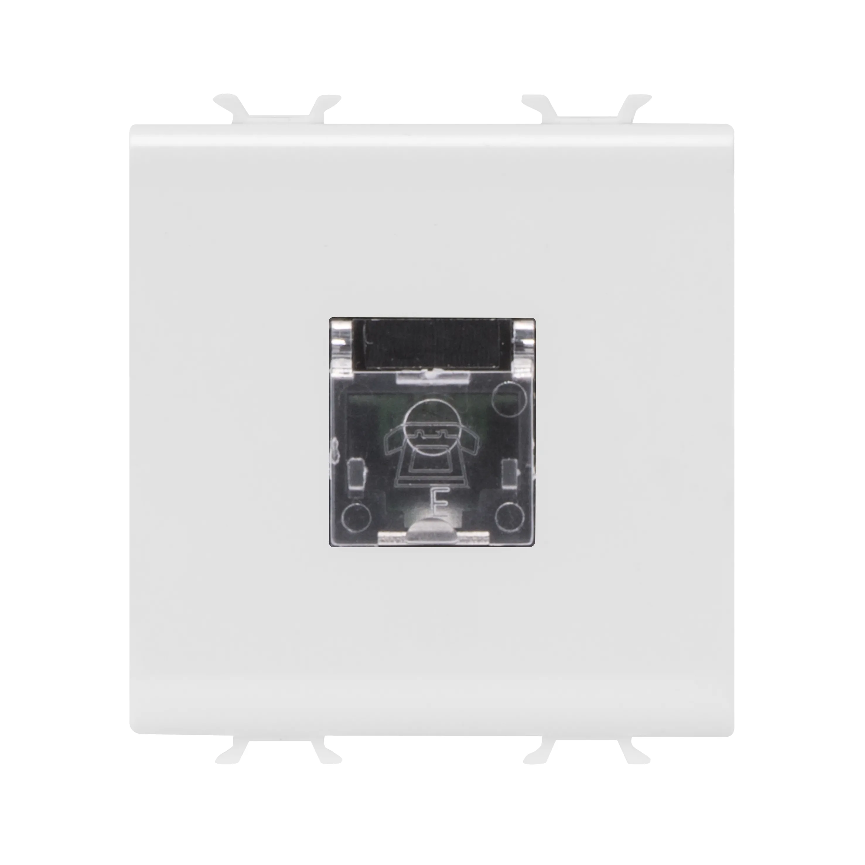 Priza, telefonica, standard, internationala, Gewiss, Chorus, RJ11, borne, cu, insurubare, 2, module, alb, lucios, GW10409
