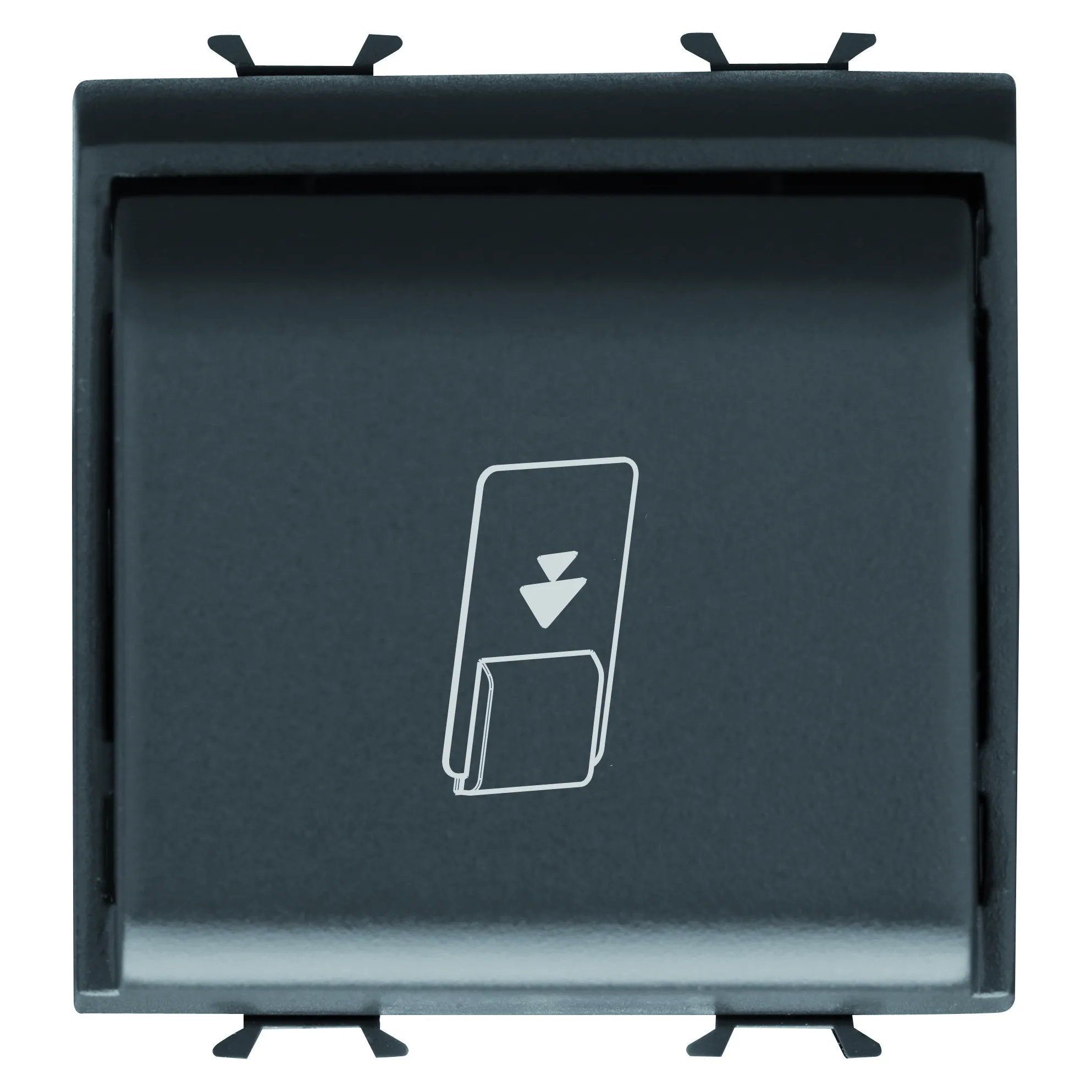 Intrerupator, card, 1P, NA, 16AX, LED, 2, module, negru, satinat, Gewiss, Chorus, GW12039 