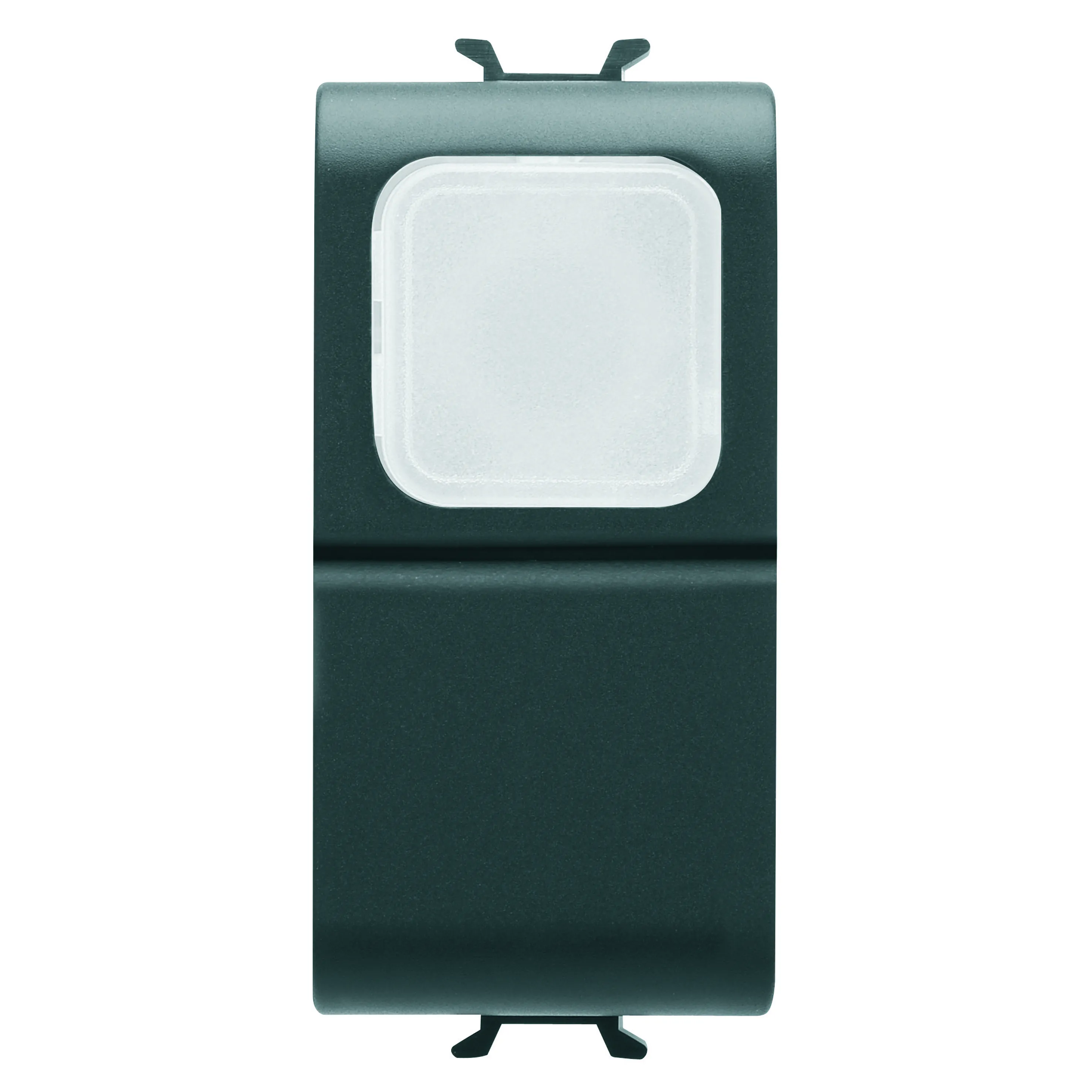 Buton, cu, revenire, 1P, 250V, NO, 16A, difuzor, opal, 1, modul, negru, satinat, Gewiss, Chorus, GW12144