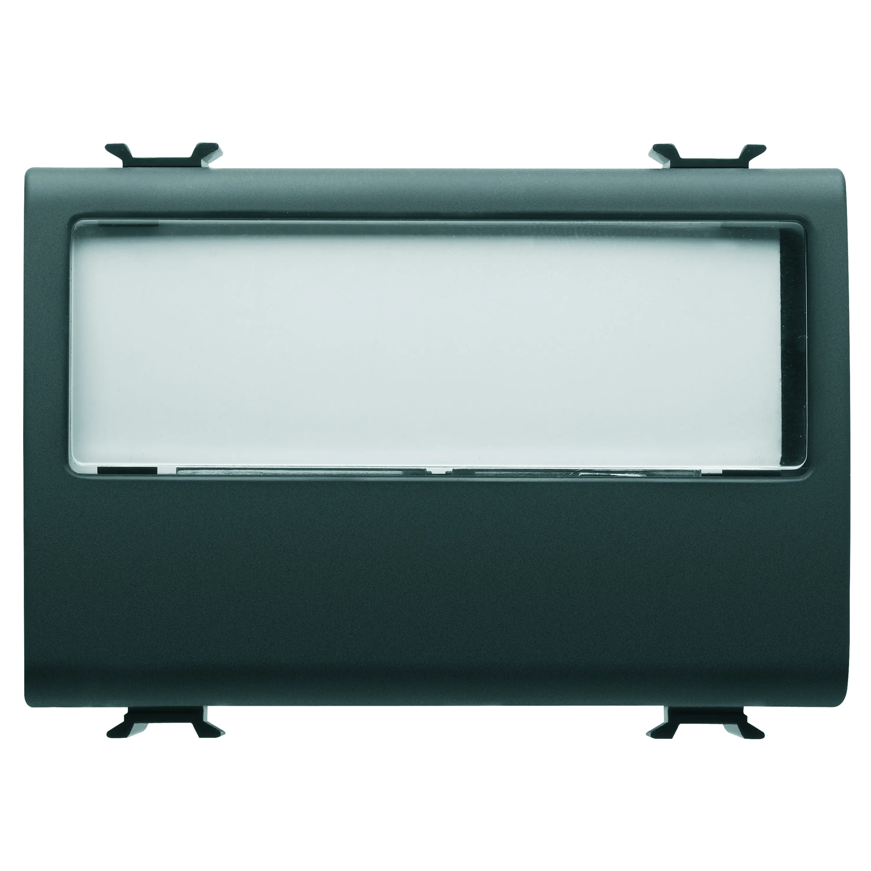 Buton, cu, revenire, cu, placuta, identificare, iluminabila, 250V, NO, 10A, 3, module, negru, satinat, Gewiss, Chorus, GW12192