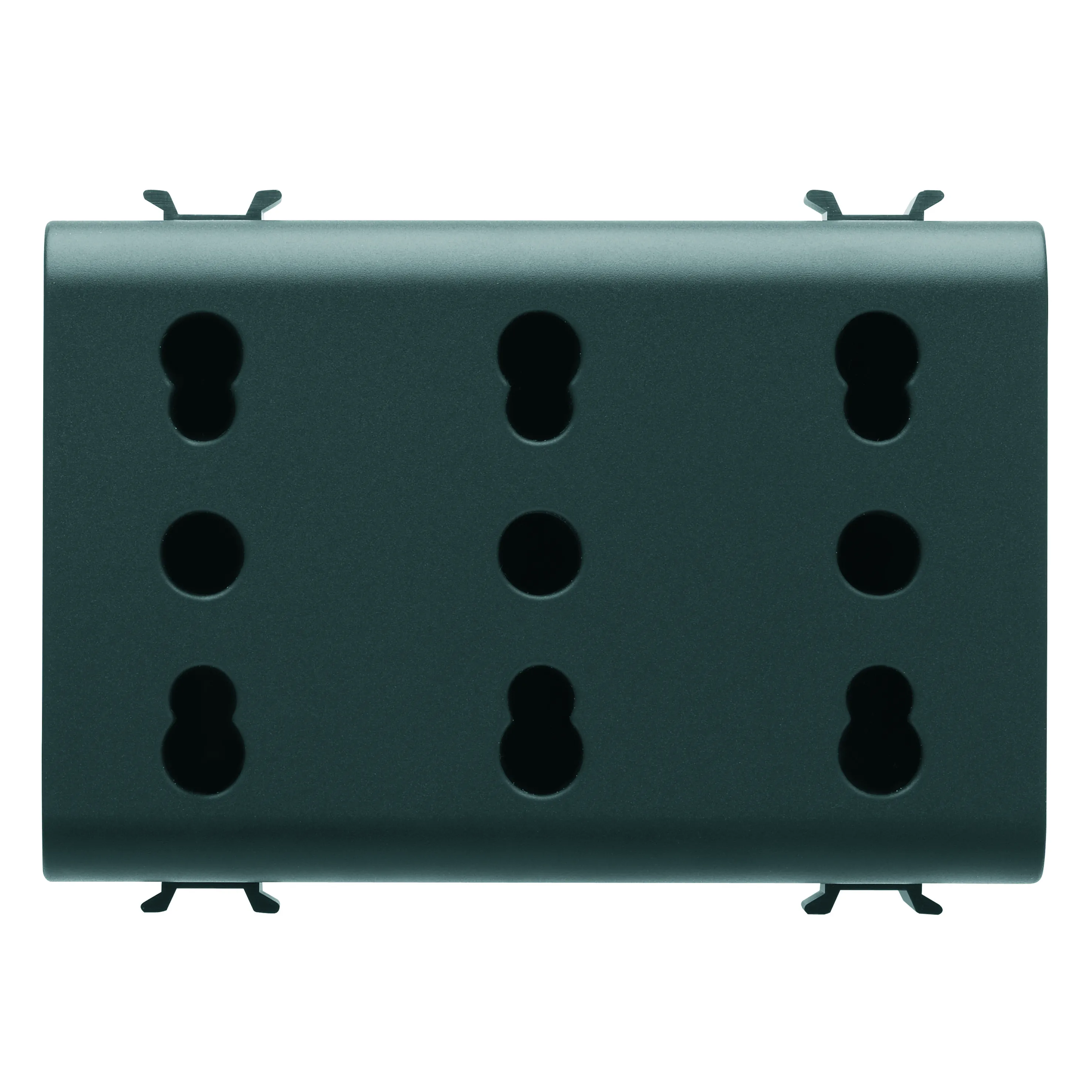 Priza, tripla, standard, italiana, Gewiss, Chorus, 250V, c.a., 3x2P+E, 16A, cu, amperaj, dublu, P11-P17, 3, module, negru, satinat, GW12209
