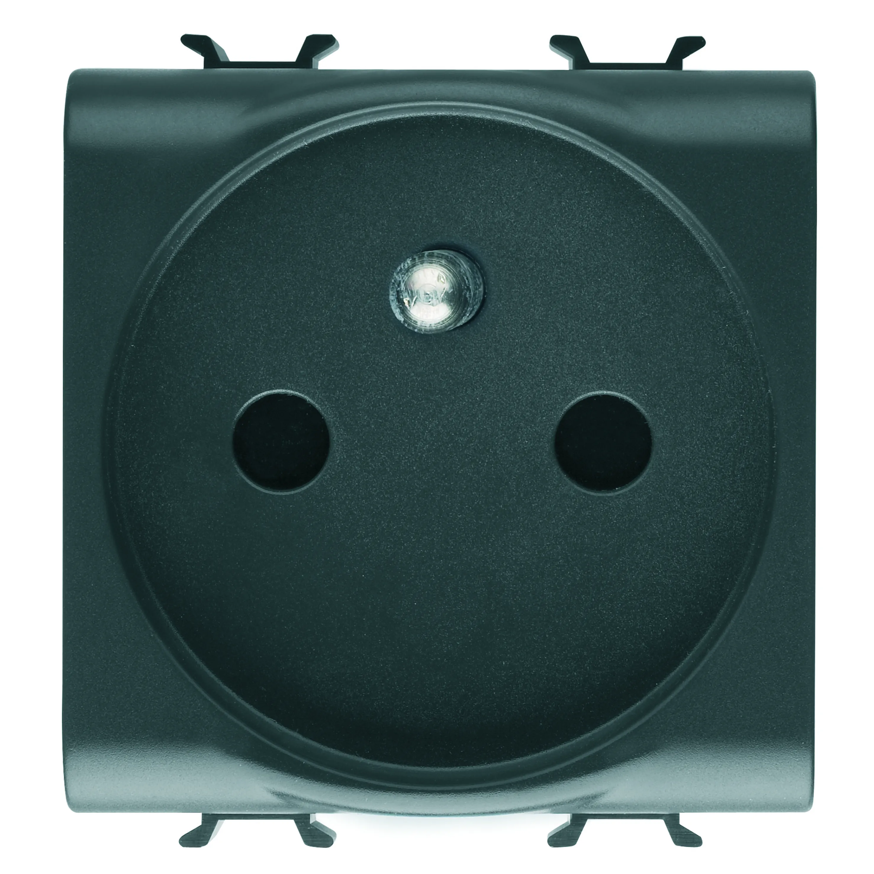 Priza, standard, Gewiss, Chorus, franceza, 250V, c.a., borne, de, cablare, rapida, 2P+E, 16A, 2, module, negru, satinat, GW12247F