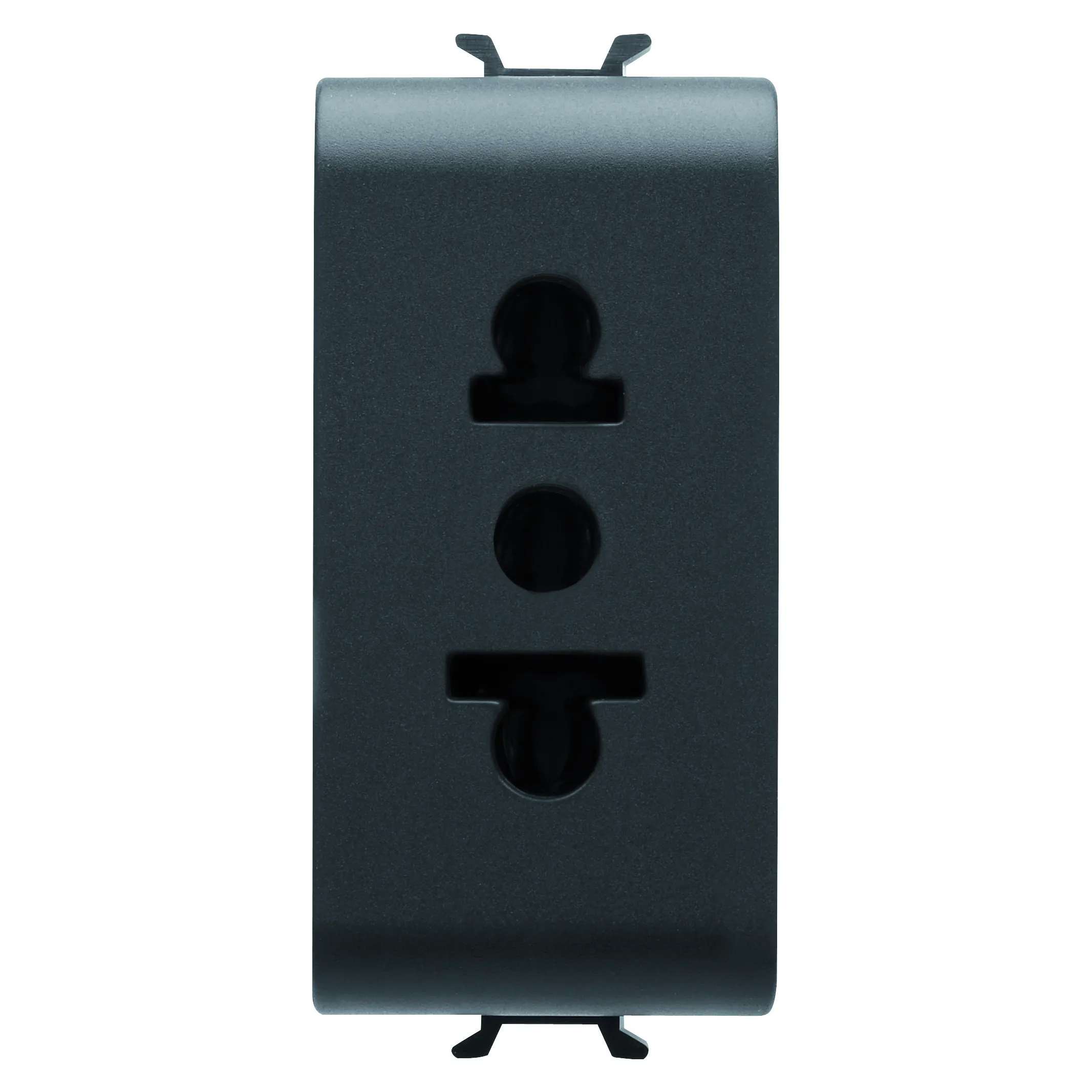 Priza, standard, Gewiss, Chorus, euro-americana, 250/125V, c.a., 2P+E, 15A, 1, modul, negru, satinat, GW12288