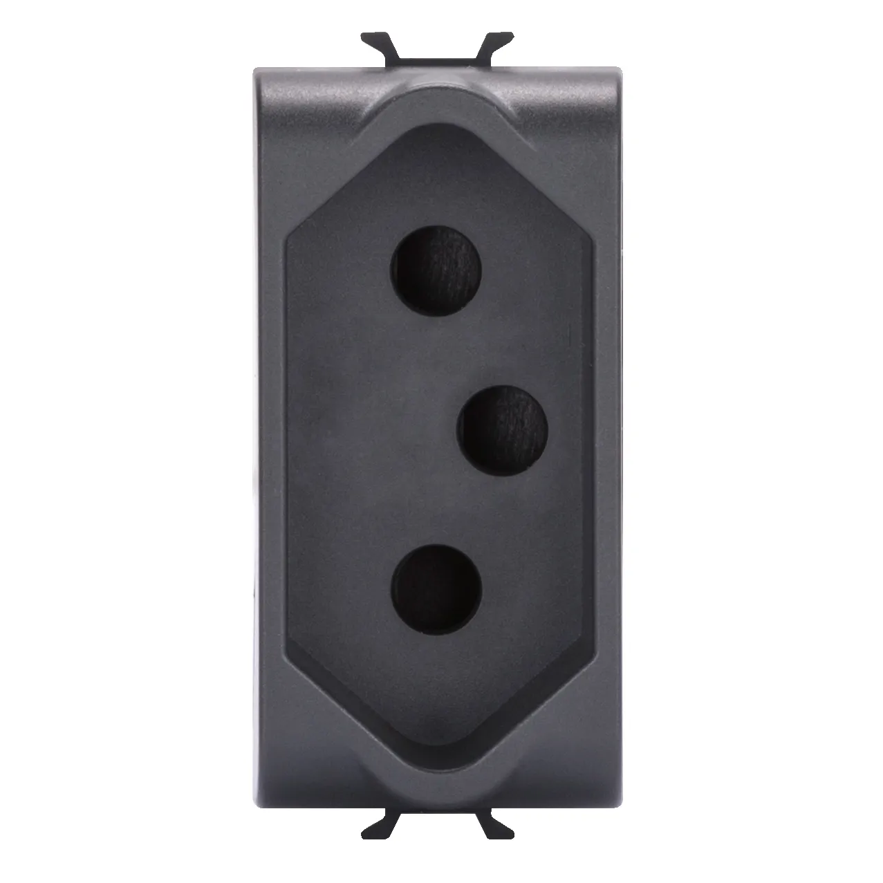 Priza, standard, Gewiss, Chorus, sud-africana, 250V, c.a., 2P+E, 16A, 1, modul, negru, satinat, GW12299