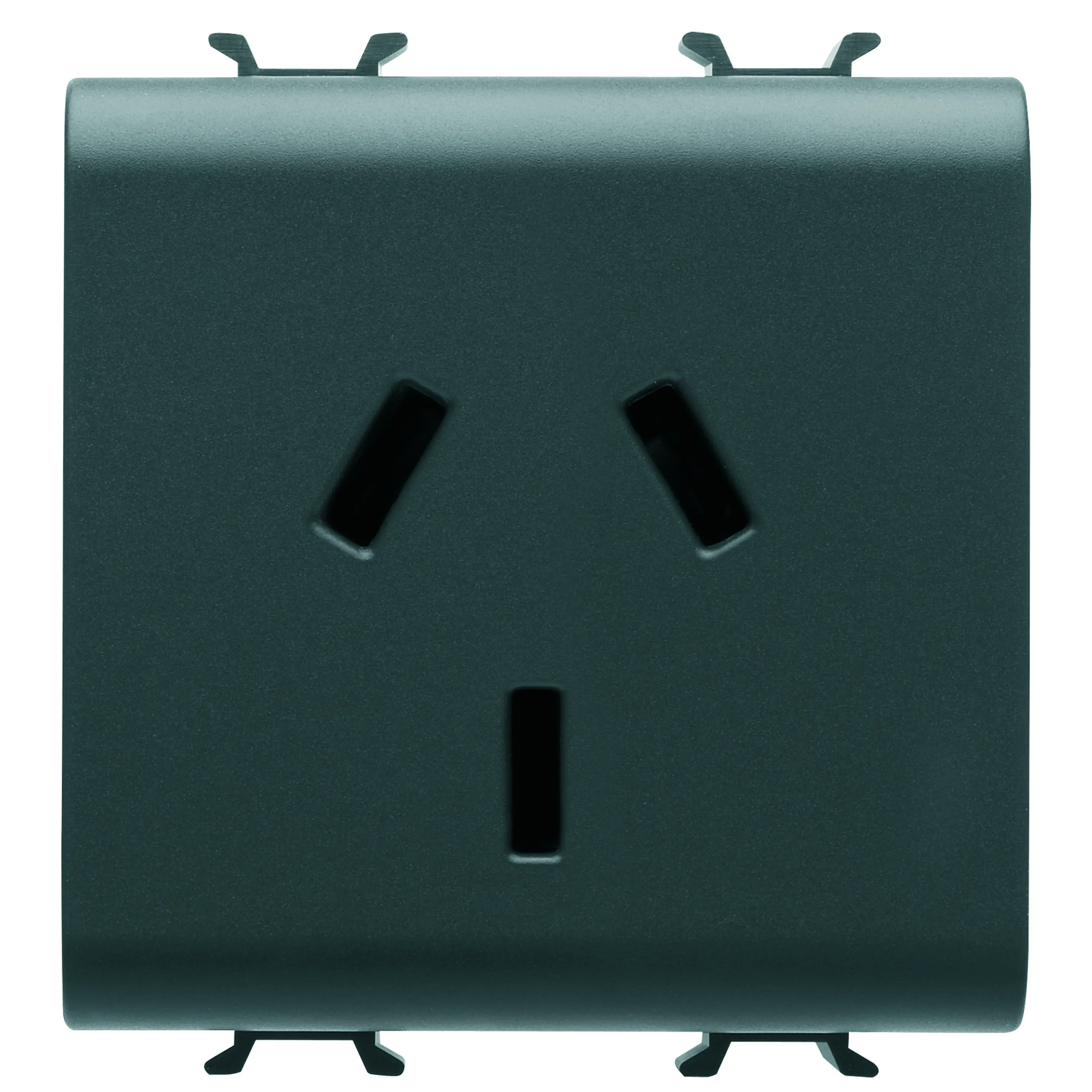 Priza, standard, Gewiss, Chorus, australiana, 250V, c.a., 2P+E, 10A, 2, module, negru, satinat, GW12306