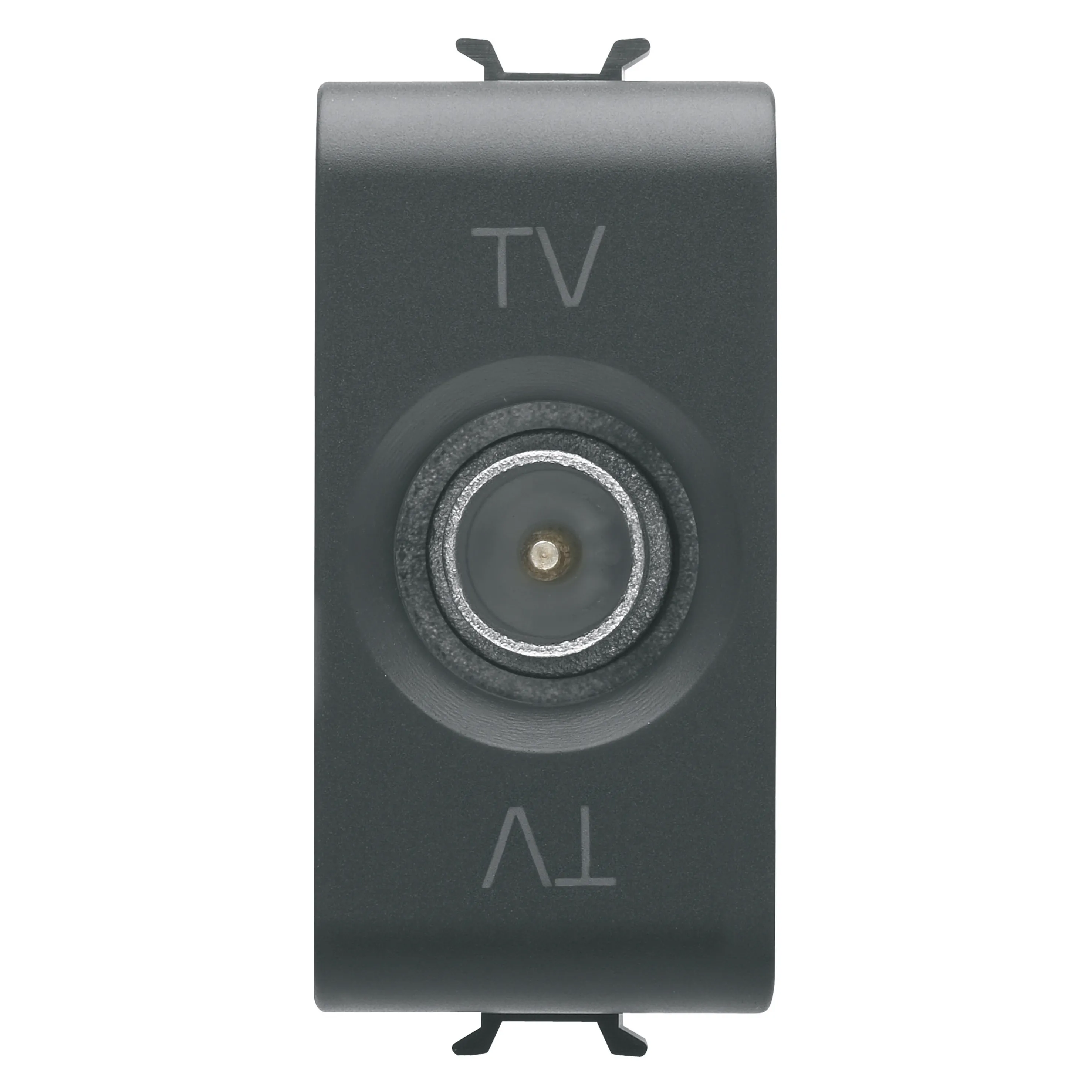 Priza, TV, coaxiala, Gewiss, Chorus, cu, ecranare, clasa, A, conector, tata, IEC, 95, mm, alimentare, 5, dB, 1, modul, negru, satinat, GW12362 