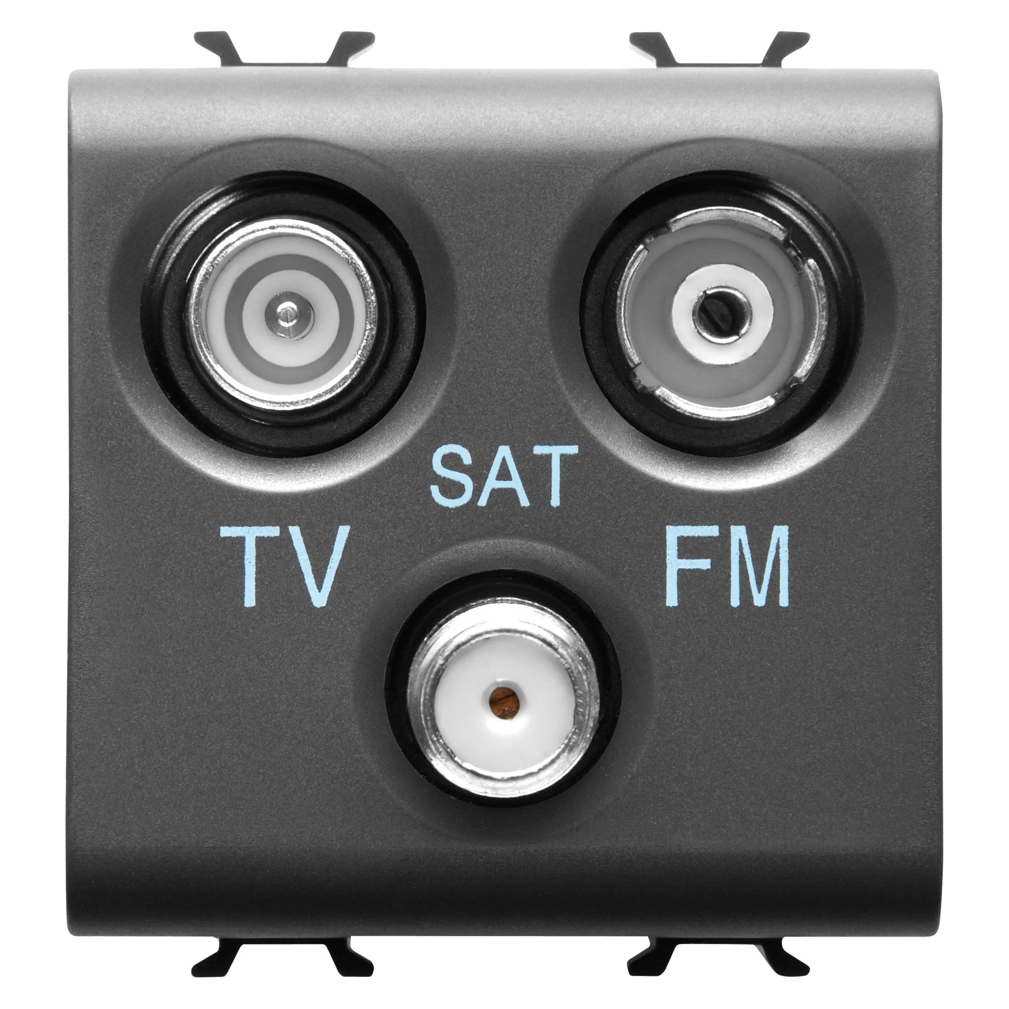 Priza, TV-FM-SAT, Gewiss, Chorus, directa, 2, module, negru, satinat, GW12382