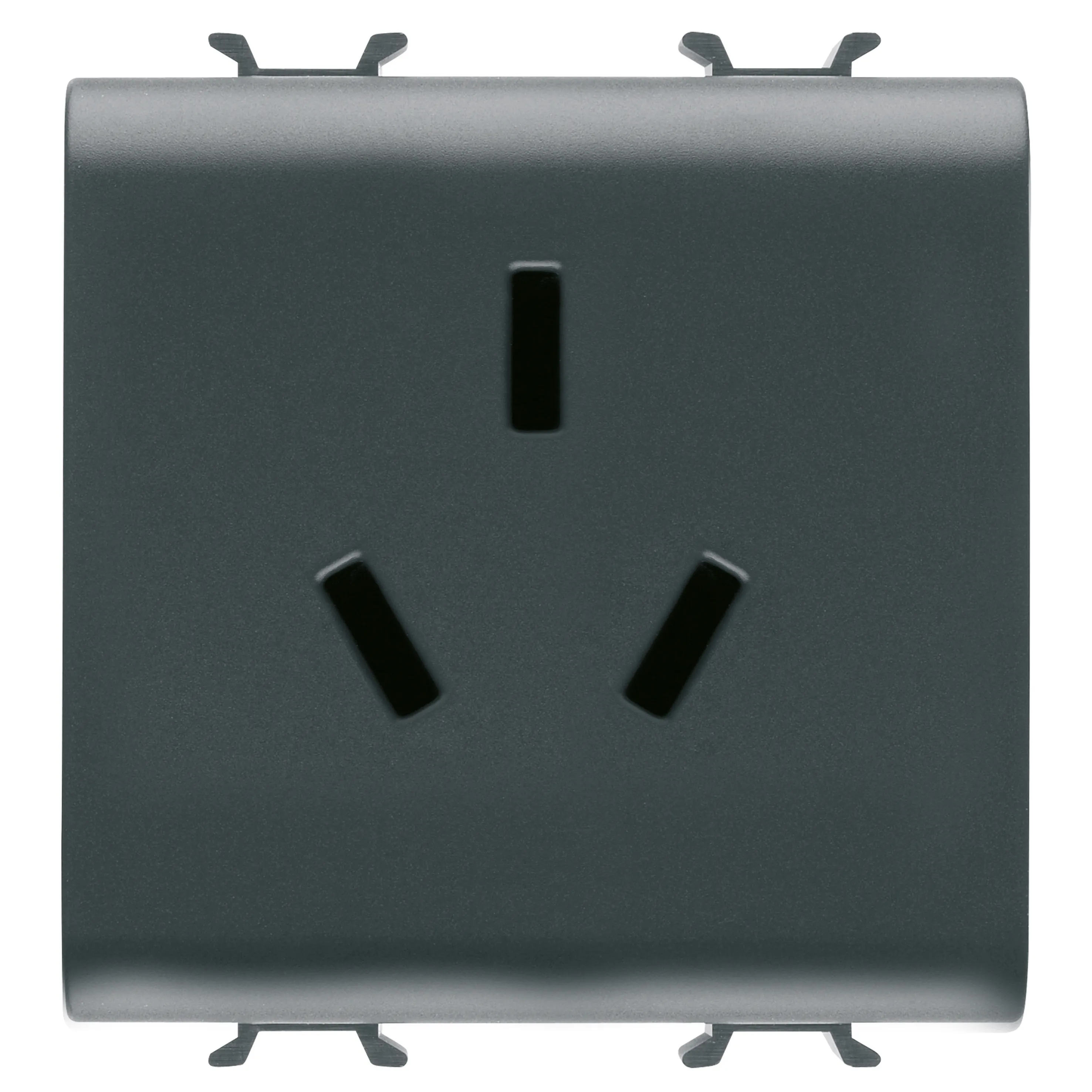 Priza, standard, Gewiss, Chorus, chineza, 250V, c.a., 2P+E, 10A, 2, module, negru, satinat, GW12391