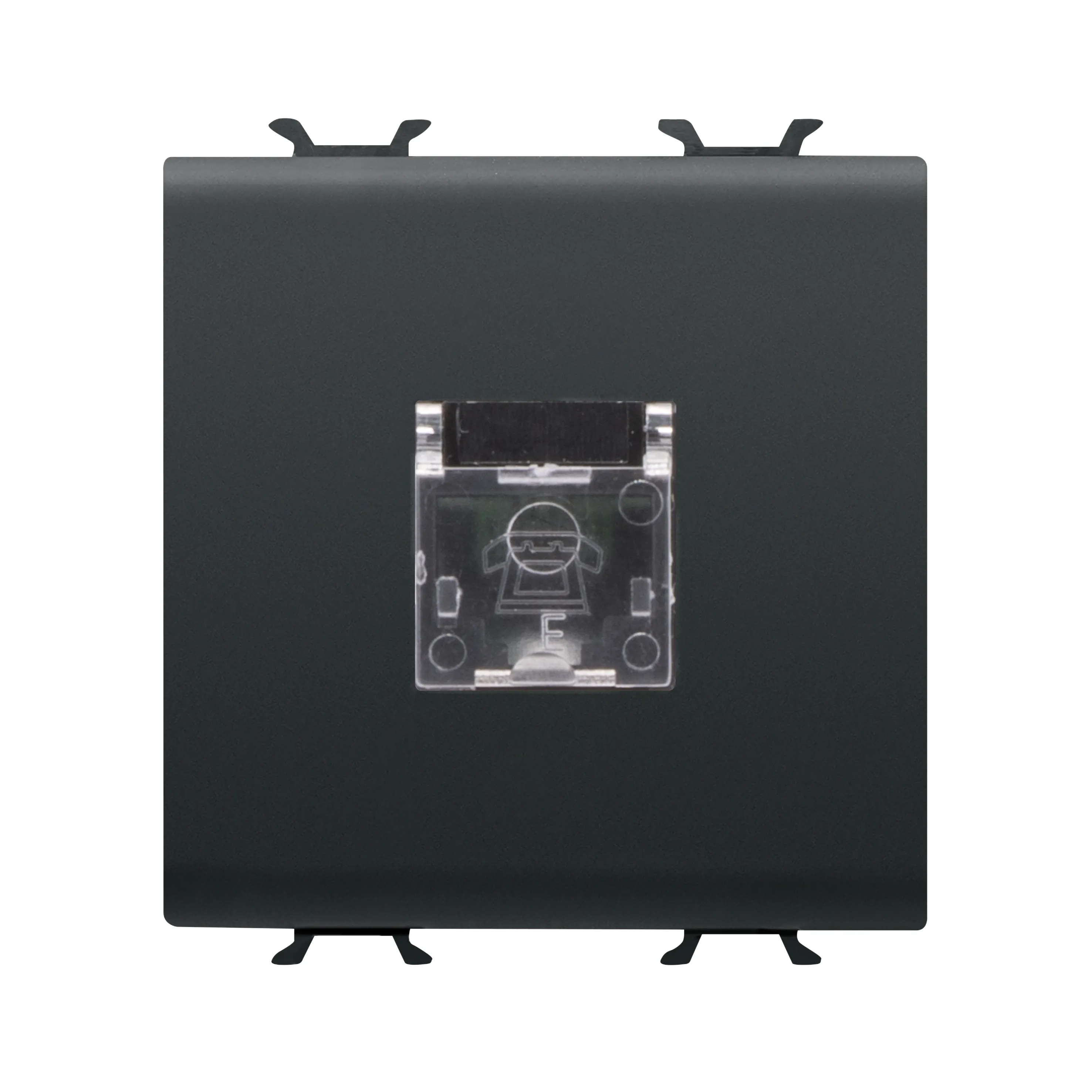 Priza, telefonica, standard, internationala, Gewiss, Chorus, RJ11, borne, cu, insurubare, 2, module, negru, satinat, GW12409