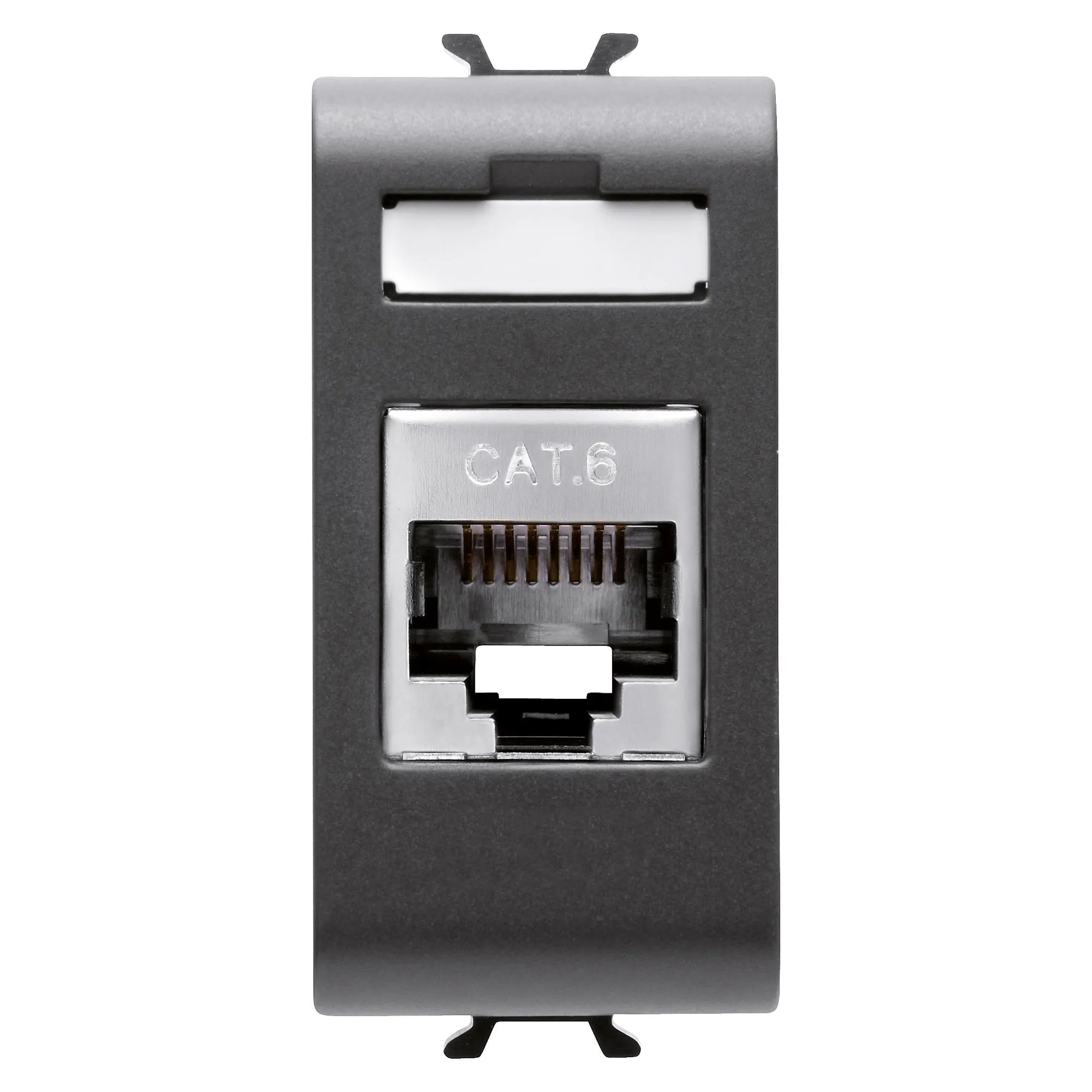 Priza, RJ45, Gewiss, Chorus, categoria, 6, FTP, 1, modul, satinat, negru, GW12424 