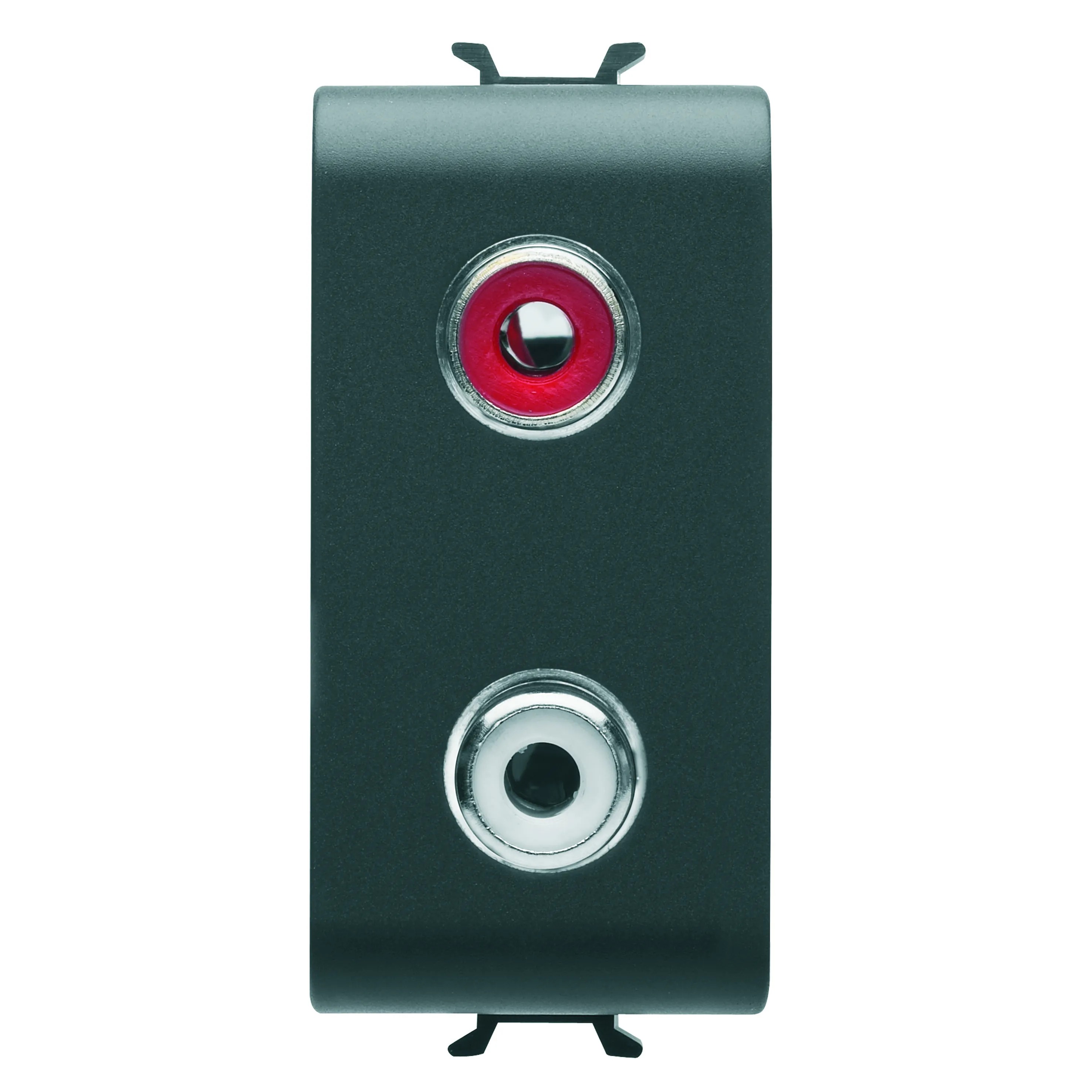 Priza, audio, si, video, Gewiss, Chorus, RCA, dublu, 1, modul, negru, satinat, GW12453