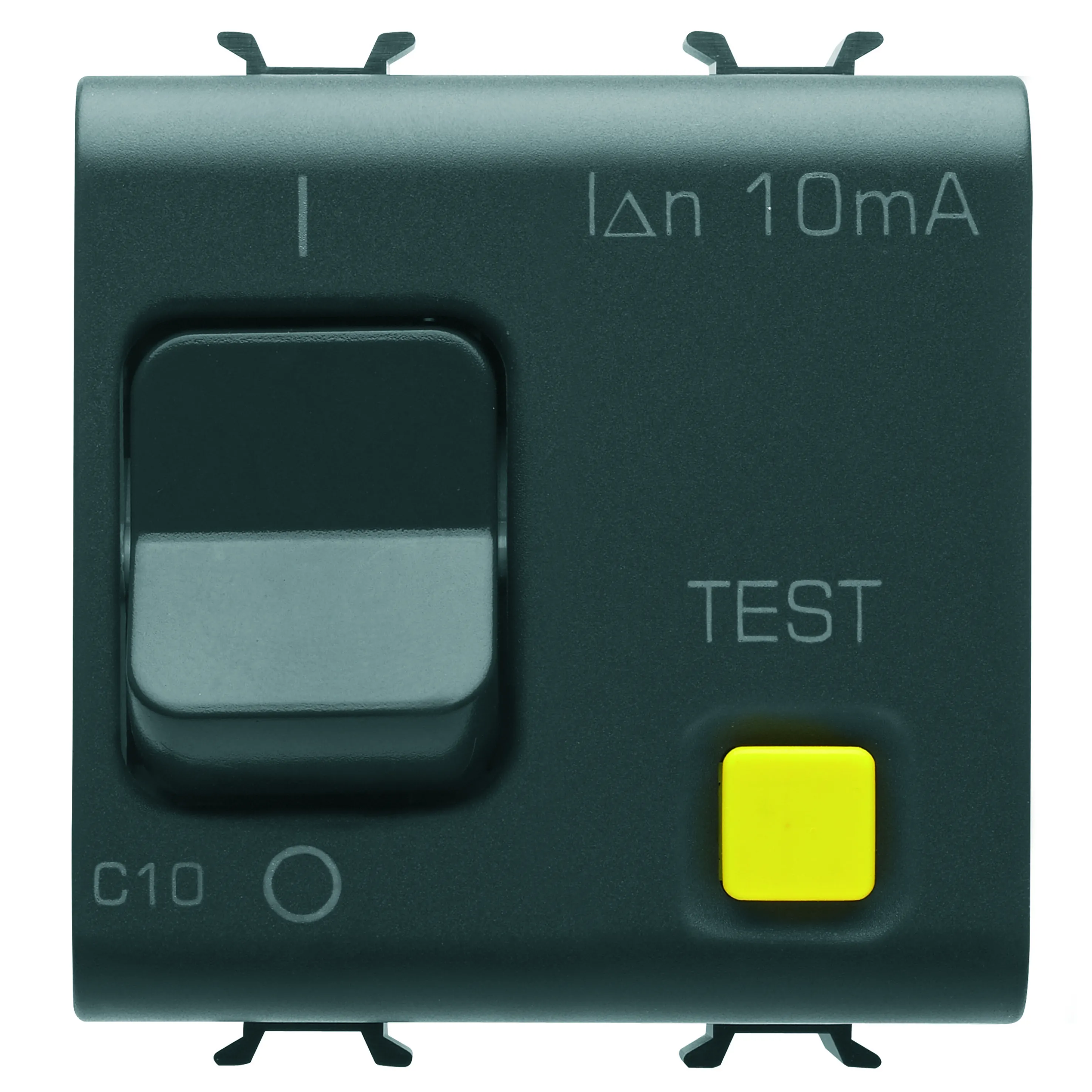Intrerupator, de, curent, rezidual, cu, protectie, la, supracurent, caracteristica, C, clasa, A, 1P+N, 10A, 230V, c.a., 10mA, 2, module, negru, satinat, Gewiss, Chorus, GW12485