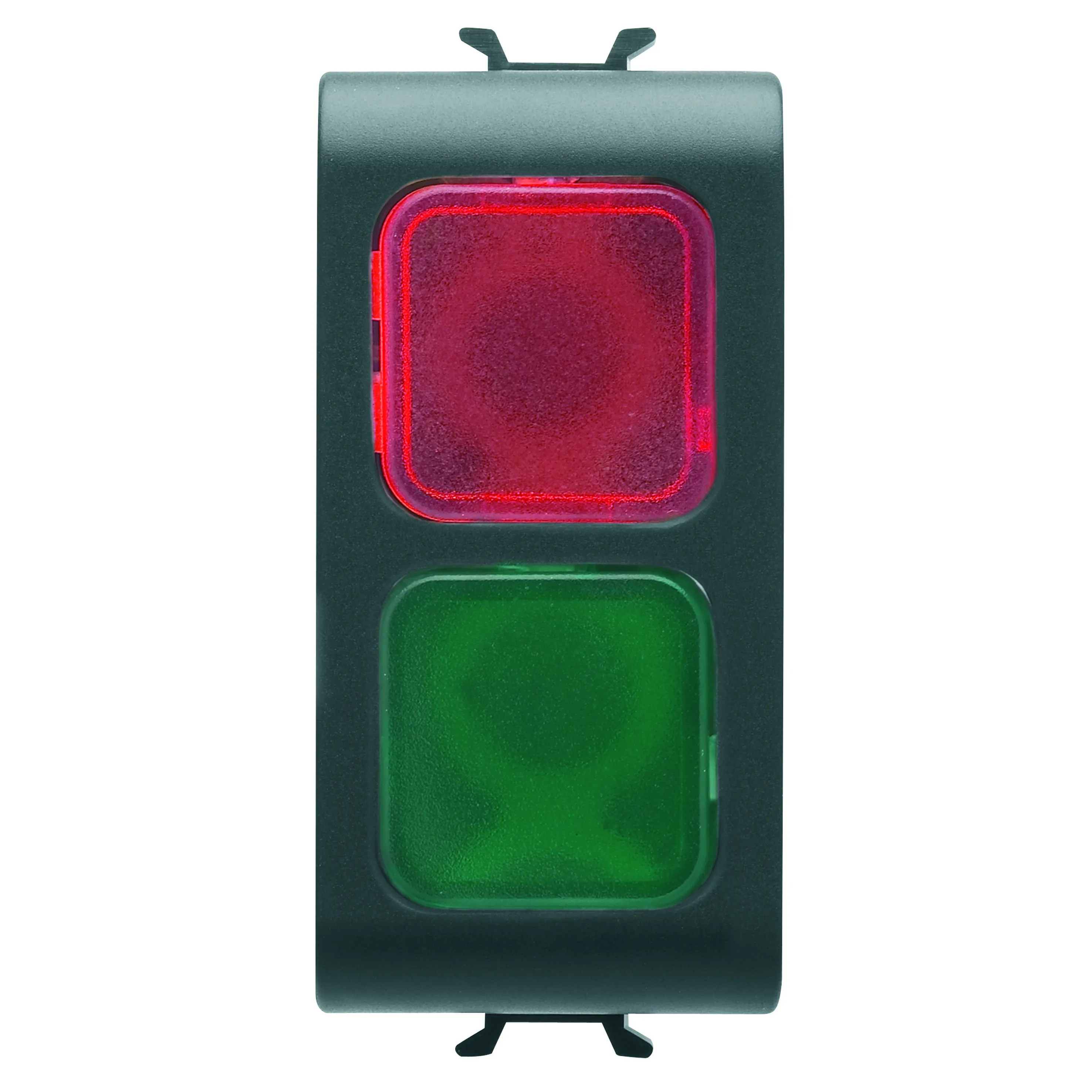 Lampa, indicatoare, dubla, rosu/verde, 1, modul, negru, satinat, Gewiss, Chorus, GW12629