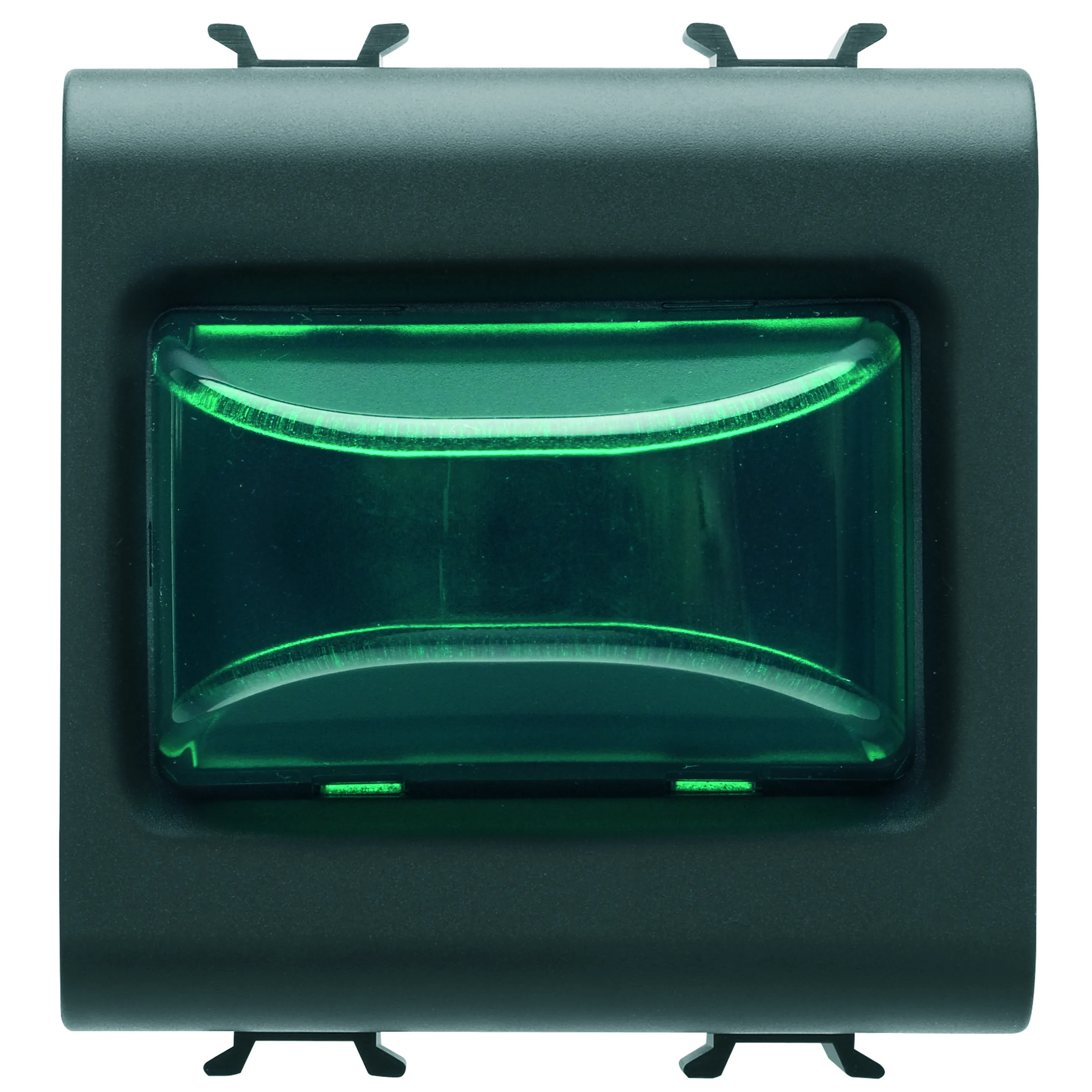 Lampa, indicatoare, proeminenta, 12V, c.a./c.c., /, 230V, c.a., 50/60, Hz, verde, 2, module, negru, satinat, Gewiss, Chorus, GW12632