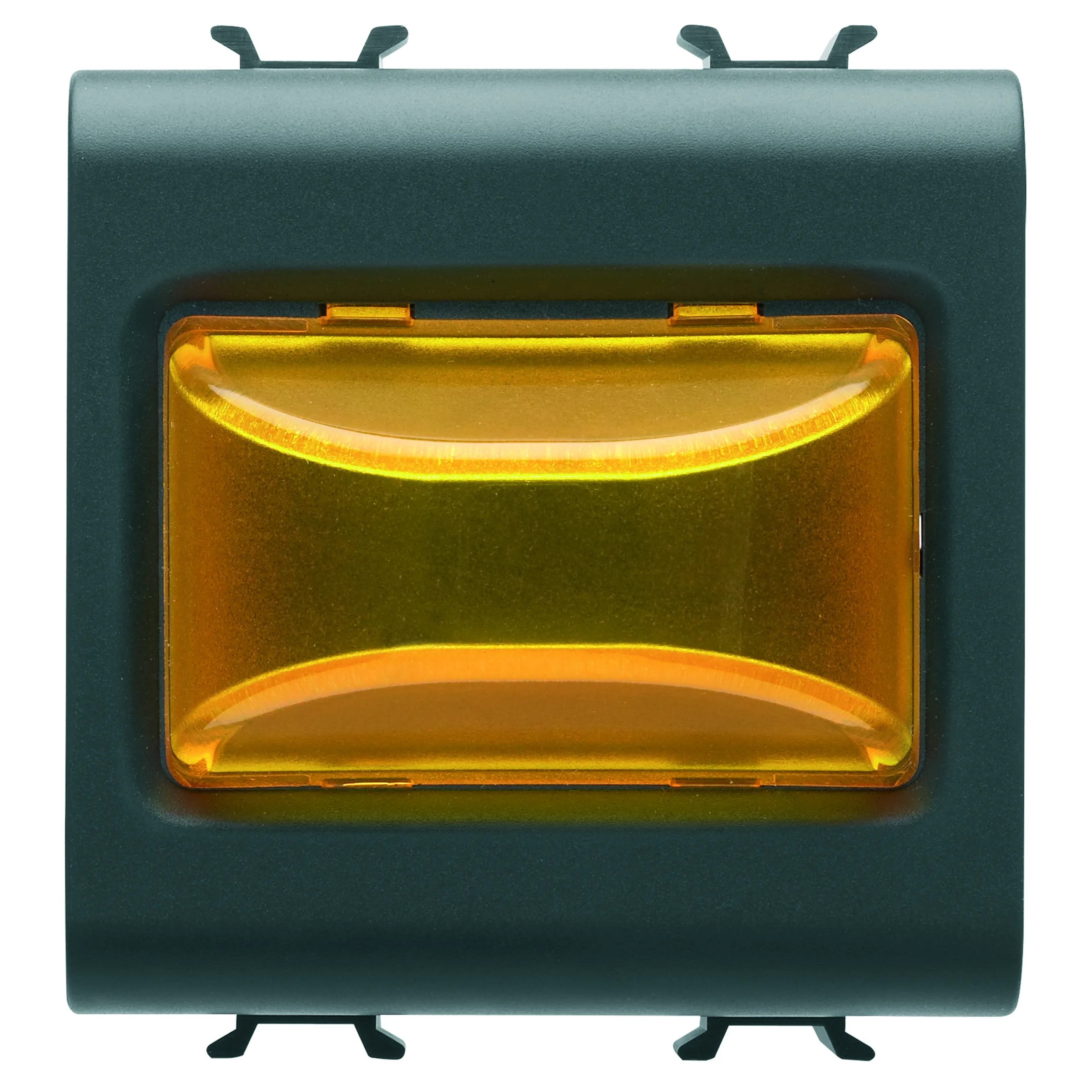 Lampa, indicatoare, proeminenta, 12V, c.a./c.c., /, 230V, c.a., 50/60, Hz, chihlimbar, 2, module, negru, satinat, Gewiss, Chorus, GW12634