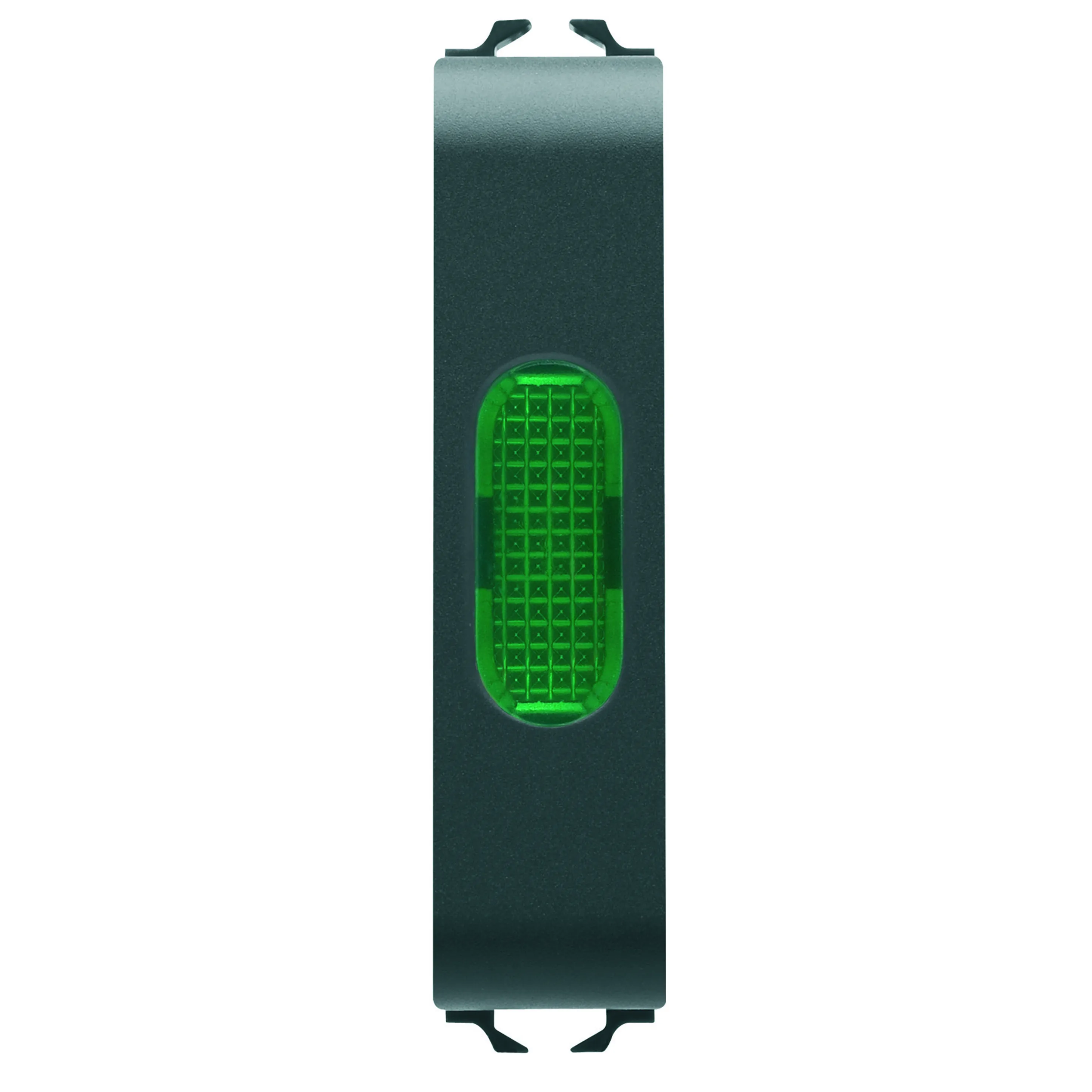 Lampa, indicatoare, simpla, verde, 1/2, modul, negru, satinat, Gewiss, Chorus, GW12642