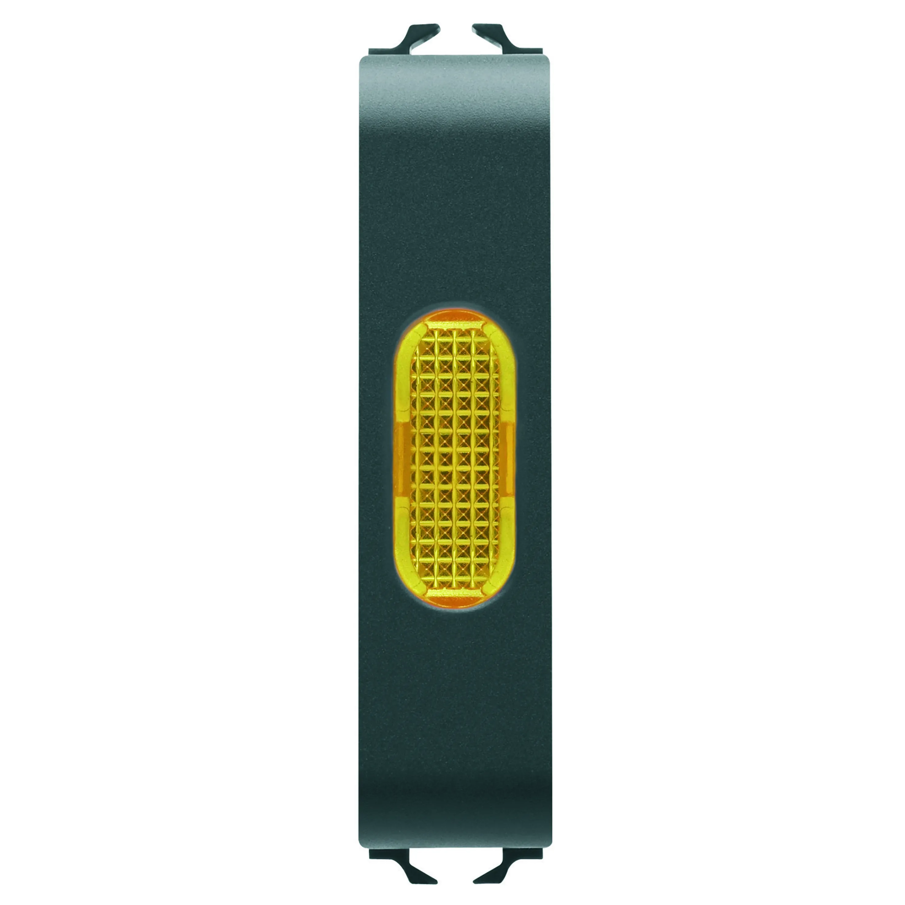 Lampa, indicatoare, simpla, chihlimbar, 1/2, modul, negru, satinat, Gewiss, Chorus, GW12644