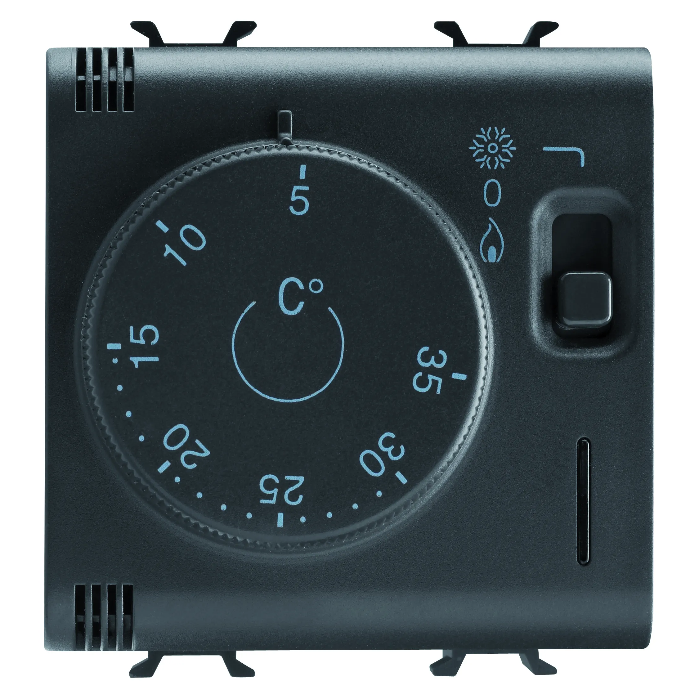 Termostat, 230V, c.a., 50/60Hz, 2, module, negru, satinat, Gewiss, Chorus, GW12705