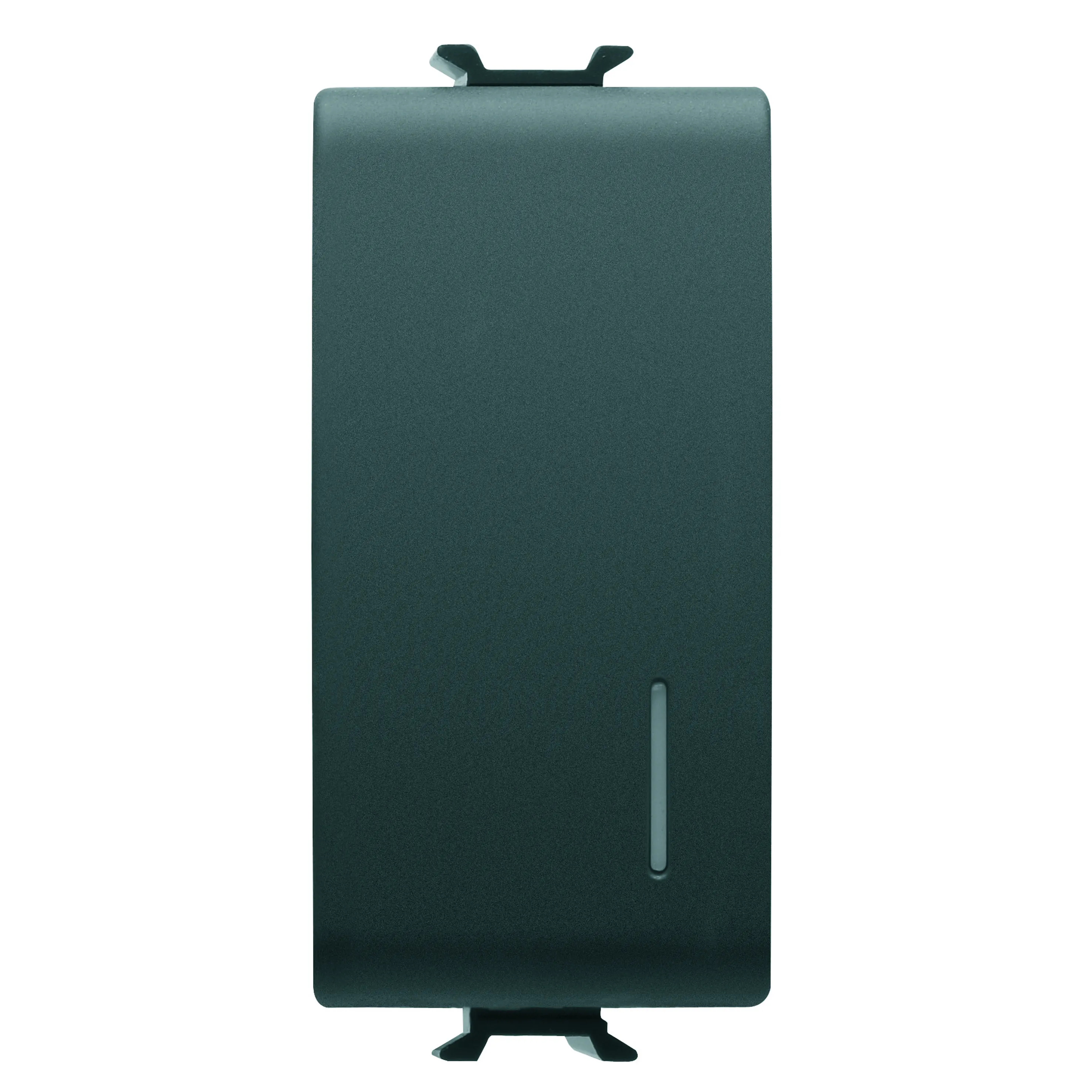 Buton, cu, revenire, electronic, soft-click, iluminabil, din, spate, cu, difuzor, pentru, releu, si, variator, 1P, NO, 4A, 230V, ac, 50/60Hz, 1, modul, negru, satinat, Gewiss, Chorus, GW12912