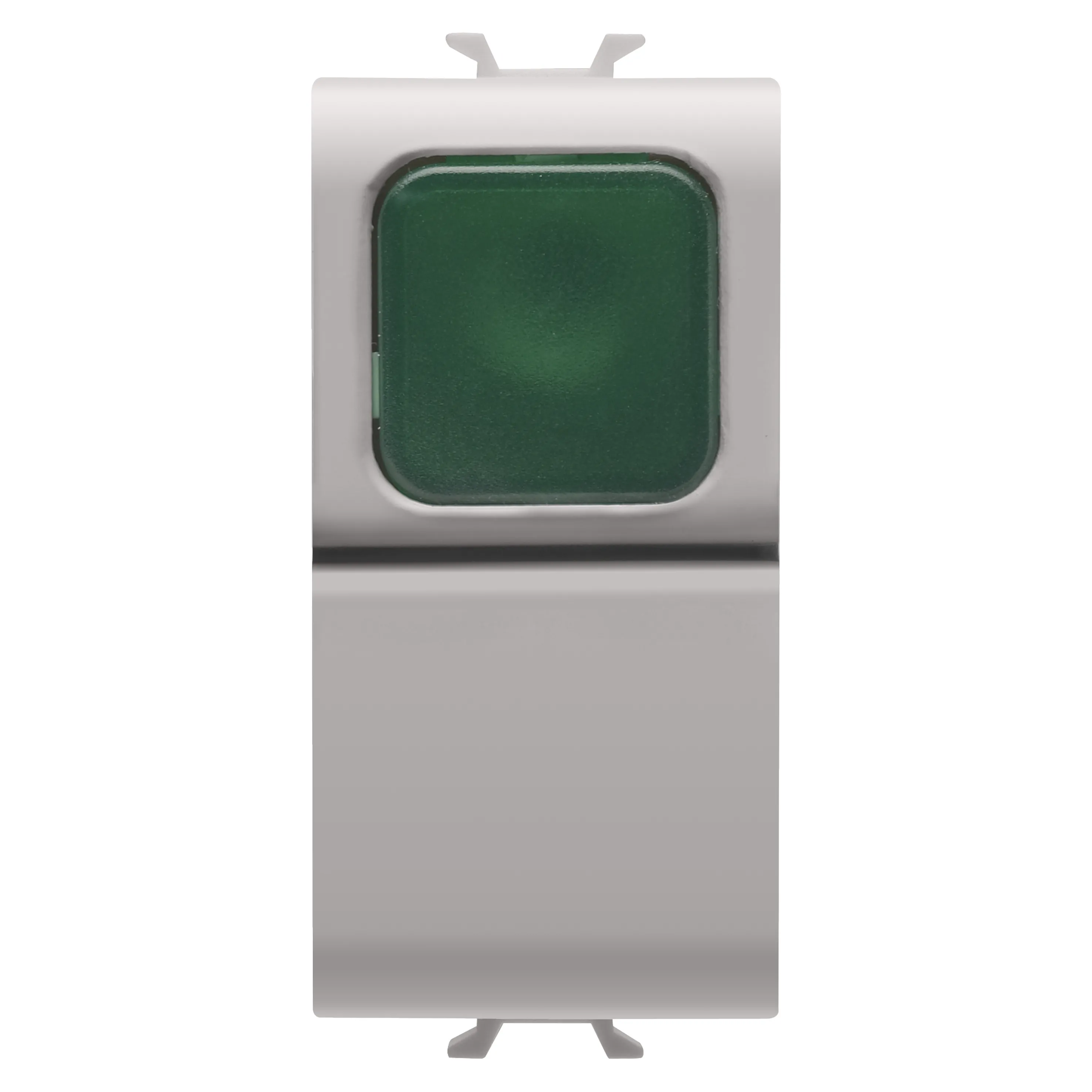 Buton, cu, revenire, 1P, 250V, NO, 16A, difuzor, verde, 1, modul, bej, satinat, natural, Gewiss, Chorus, GW13142