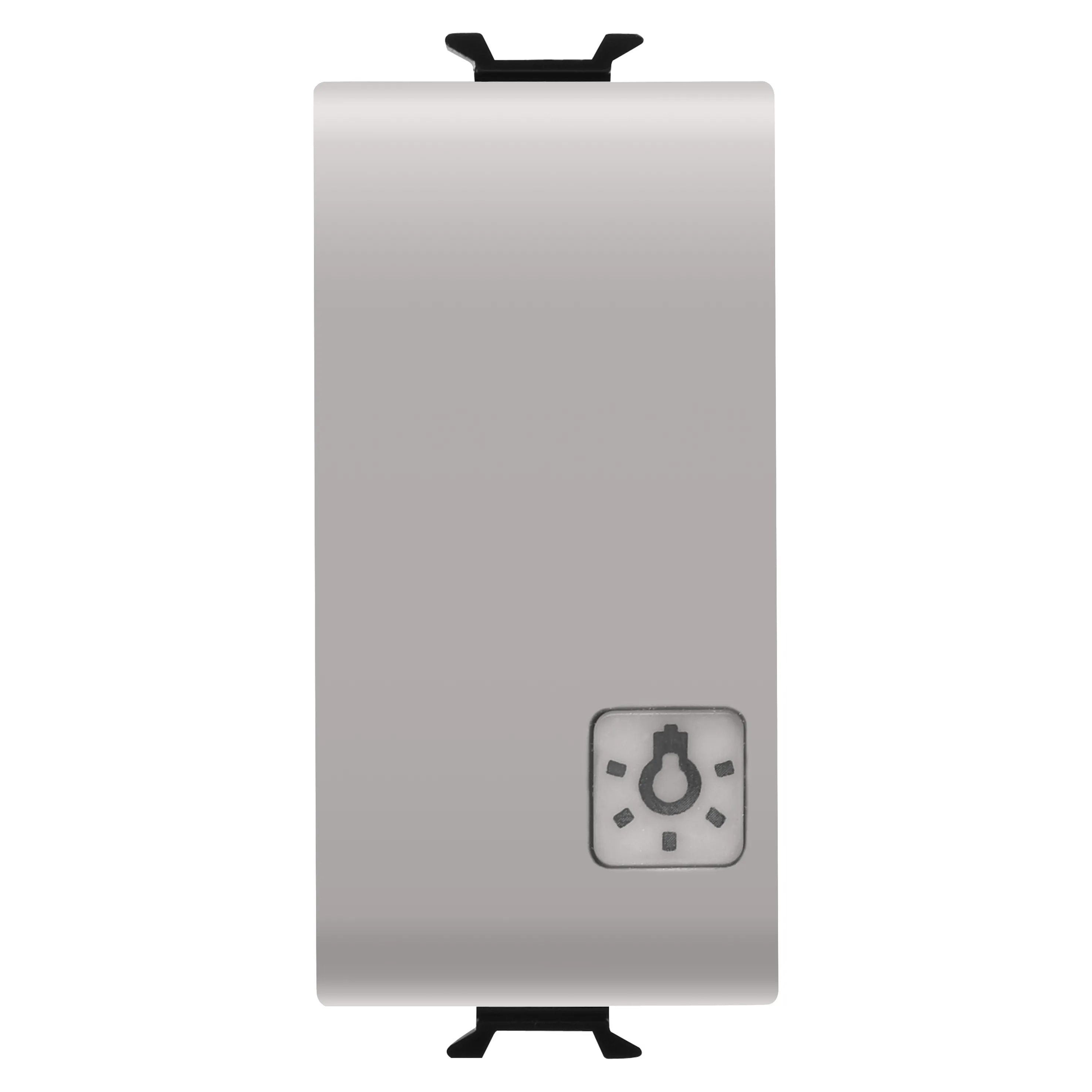 Buton, cu, revenire, 1P, 250V, NO, 16A, iluminabil, cu, lentila, neutra, inlocuibila, lumina, simbol, 1, modul, bej, satinat, natural, Gewiss, Chorus, GW13151