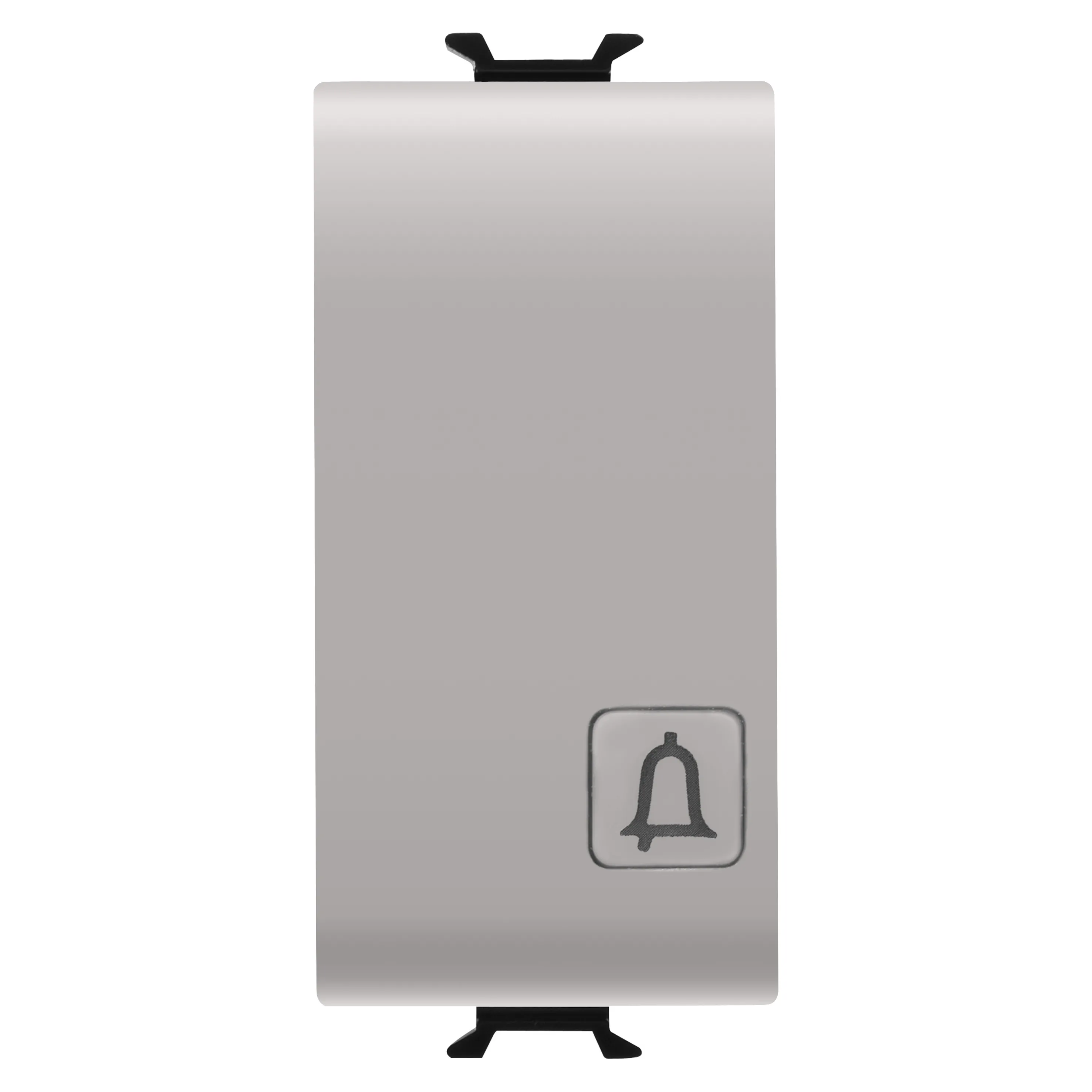 Buton, cu, revenire, 1P, 250V, NO, 16A, iluminabil, cu, lentila, neutra, inlocuibila, simbol, bell, 1, modul, bej, satinat, natural, Gewiss, Chorus, GW13153