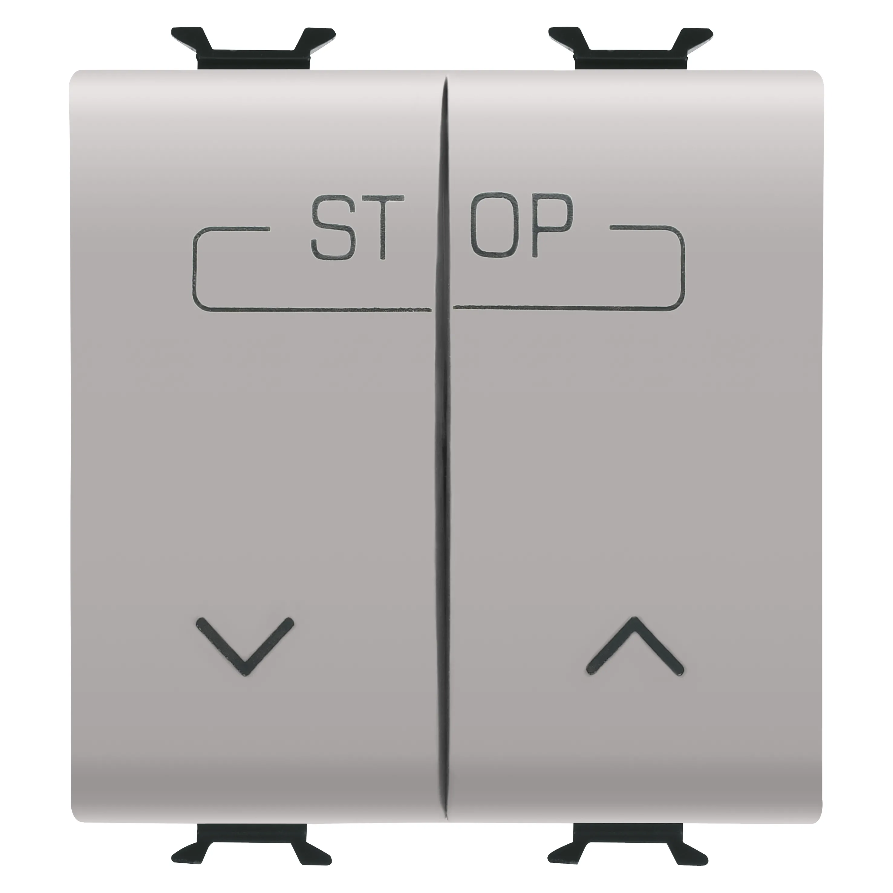 Buton, cu, revenire, dublu, 250V, borne, cablare, rapida, 1P, NO, 16A, simbol, up-down-stop, 2, module, bej, satinat, natural, Gewiss, Chorus, GW13160F
