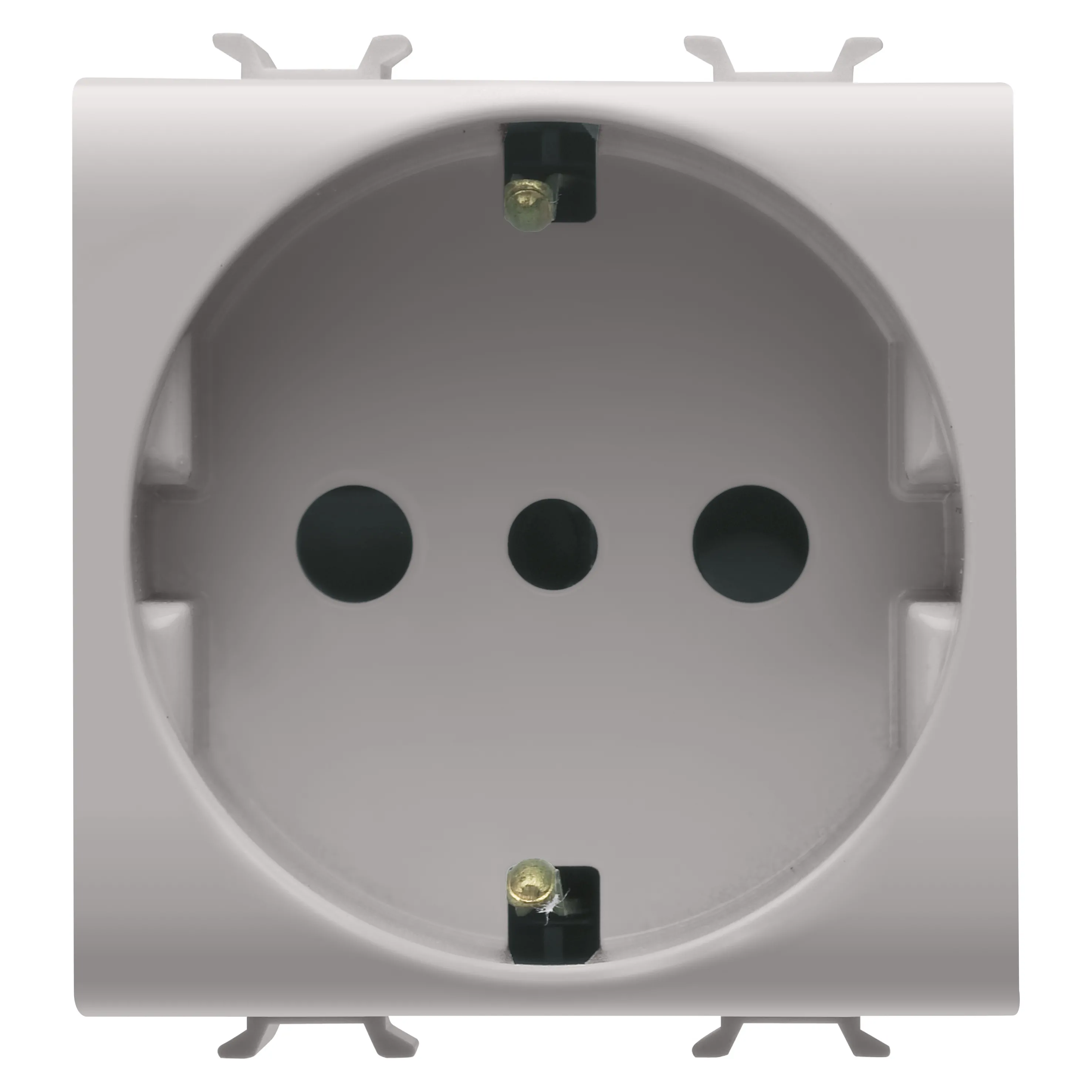 Priza, standard, Gewiss, Chorus, italiana/germana, 250V, c.a., 2P+E, 16A, P30, 2, module, bej, satinat, natural, GW13205