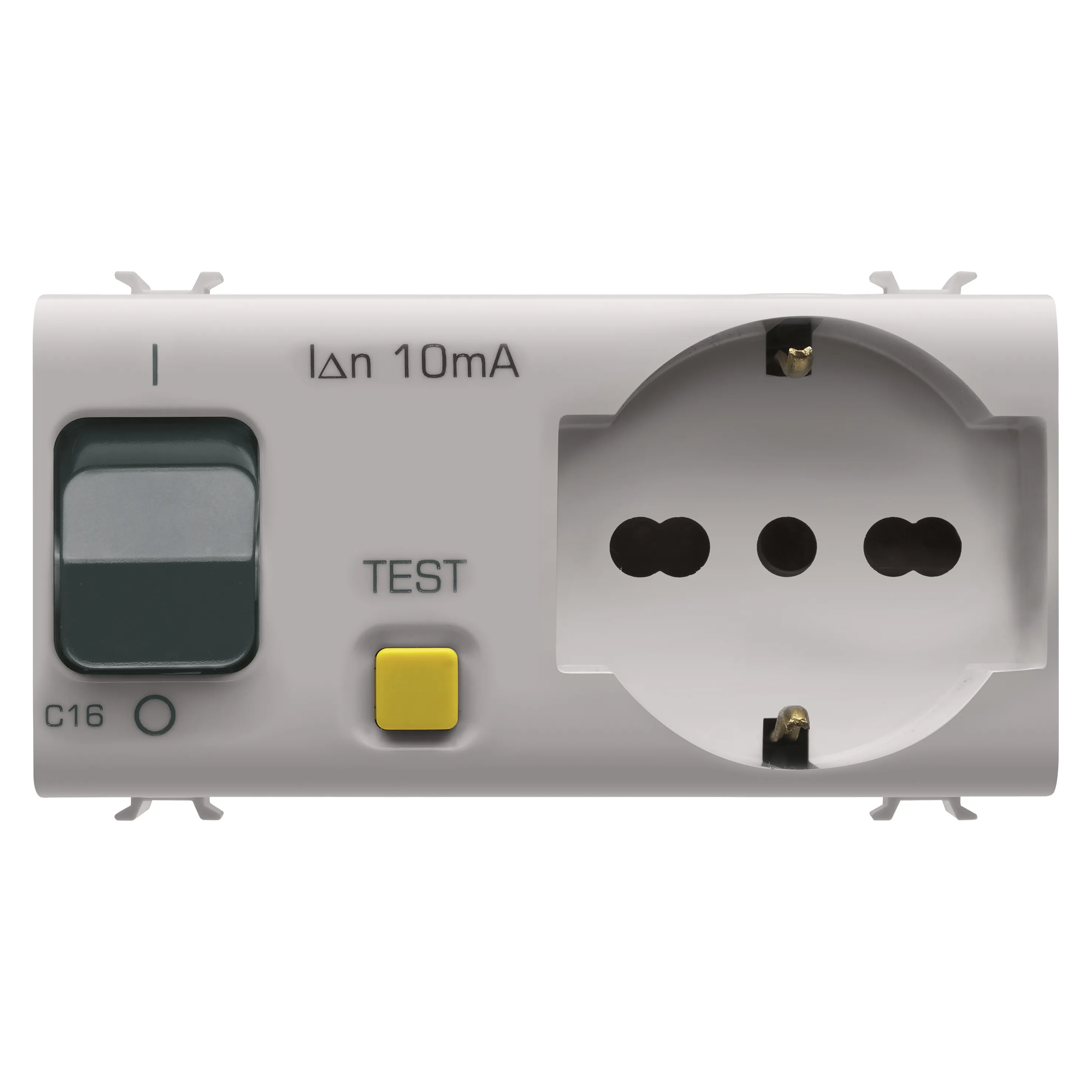 Priza, cu, intrerupator, cu, interblocare, Gewiss, Chorus, 2P+E, 16A, P40, cu, intrerupator, circuit, rezidual, 1P+N, 16A, 230Vca, 4, module, bej, satinat, GW13322