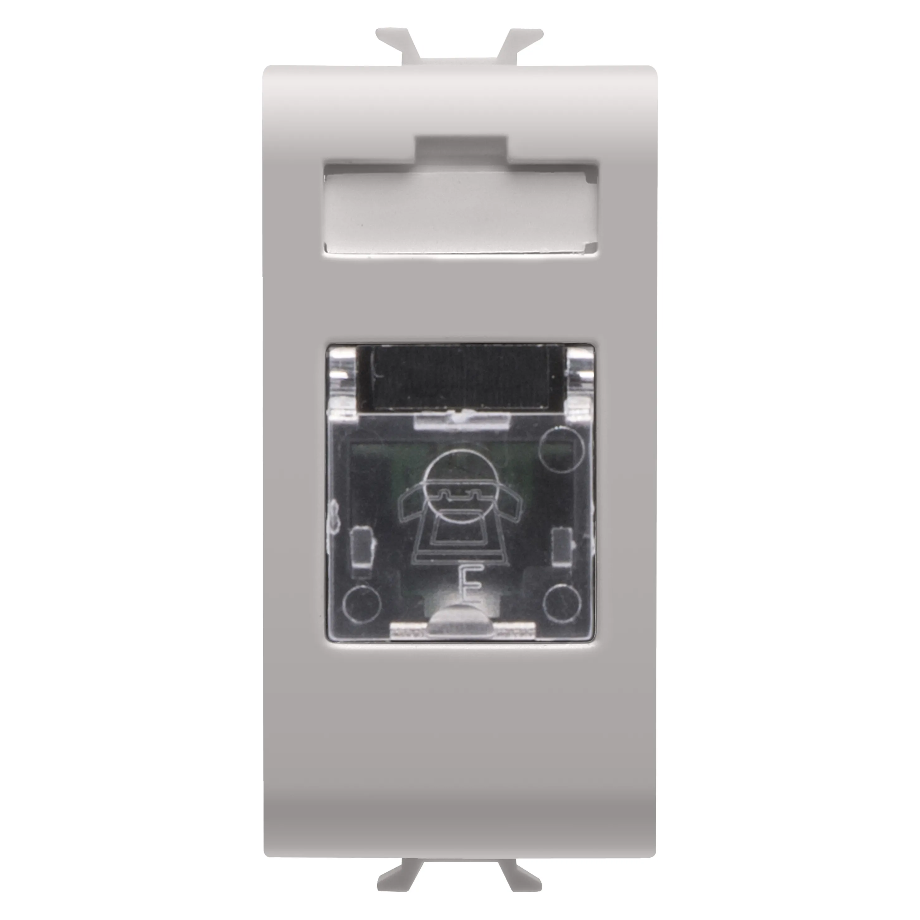 Priza, telefonica, standard, internationala, Gewiss, Chorus, RJ11, borne, cu, insurubare, 1, modul, bej, satinat, natural, GW13401