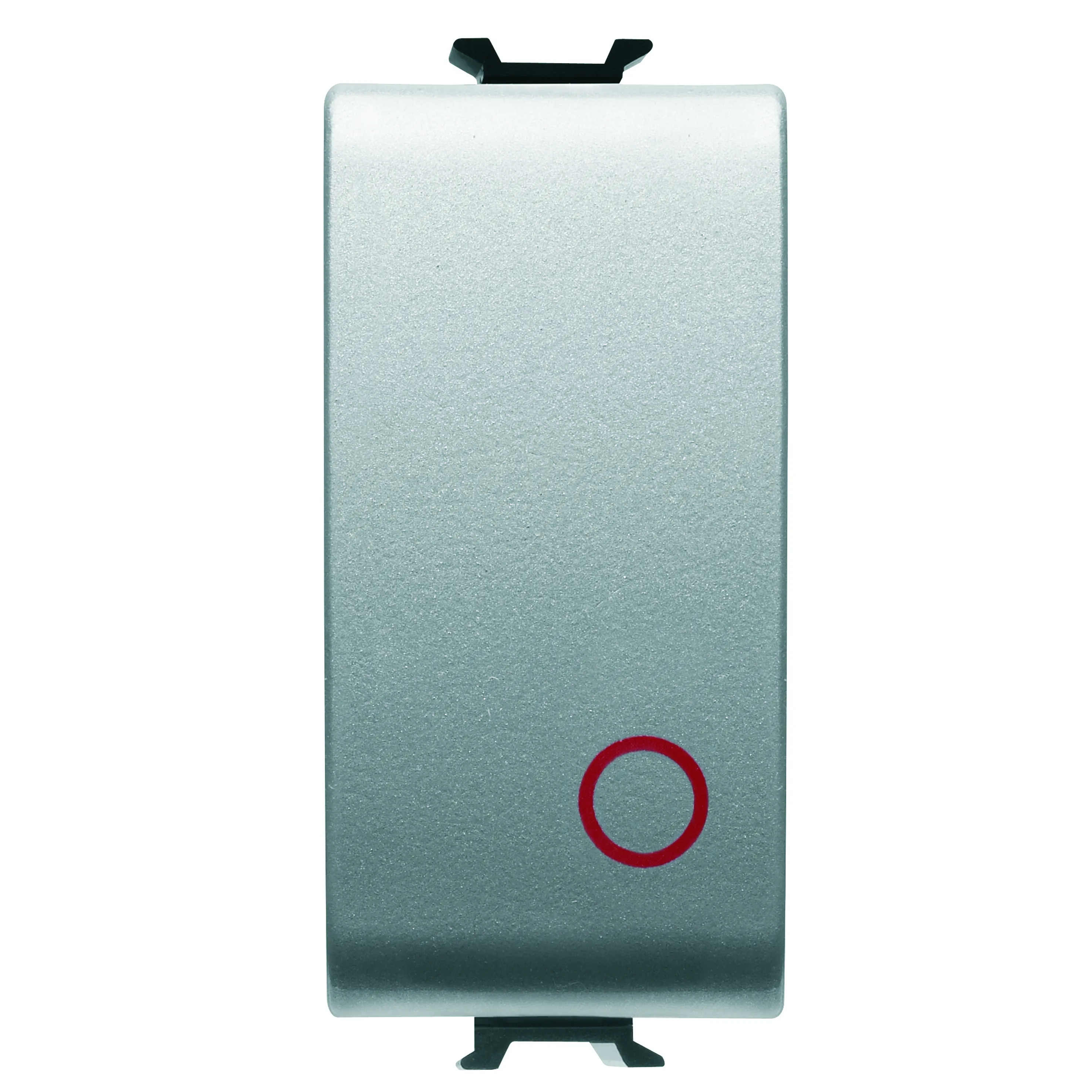 Buton, cu, revenire, 1P, 250V, c.a., NC, 16A, buton, neutru, simbol, 0, rosu, 1, modul, titan, Gewiss, Chorus, GW14137