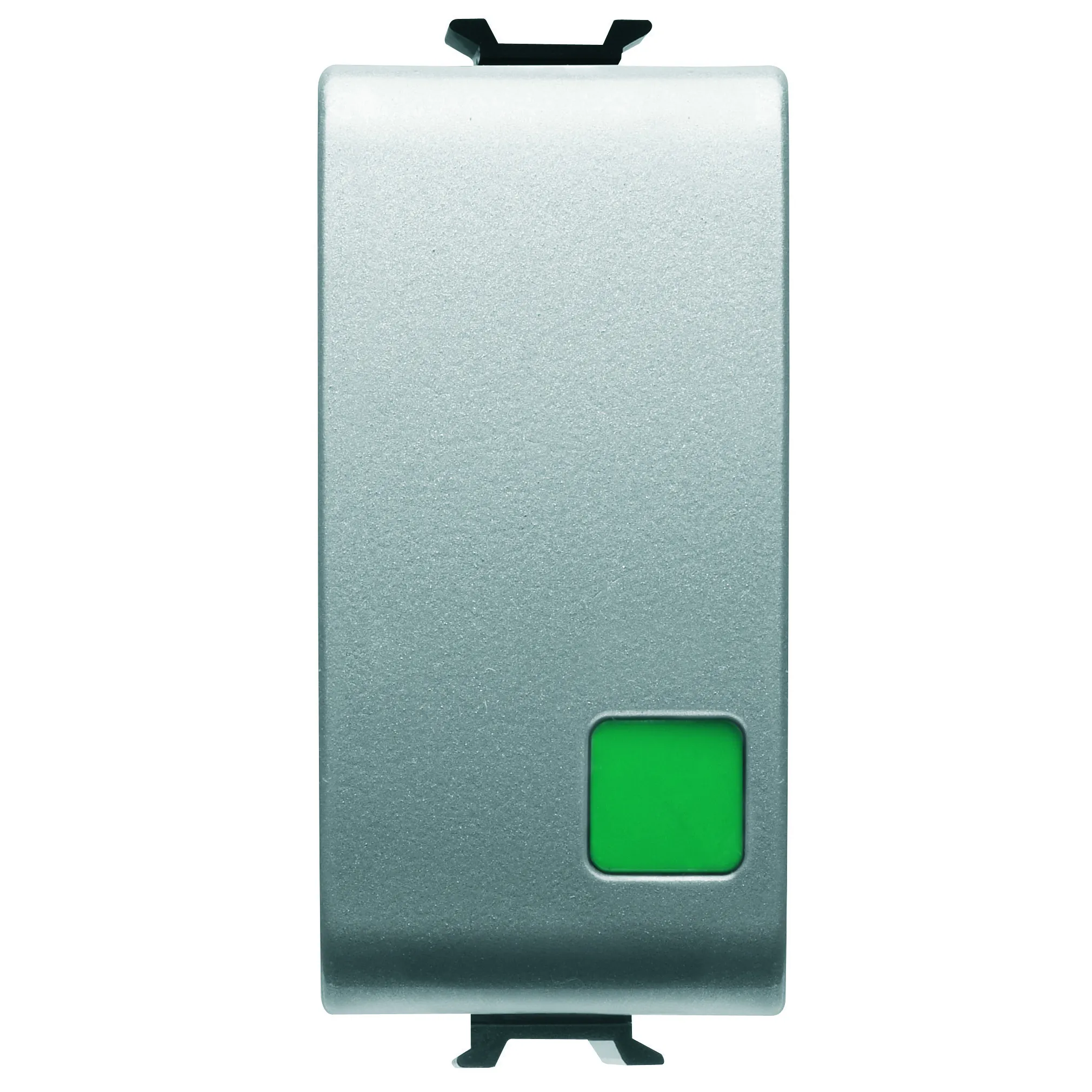 Buton, cu, revenire, 1P, 250V, NO+NC, 16A, start, lentila, verde, 1, modul, titan, Gewiss, Chorus, GW14139