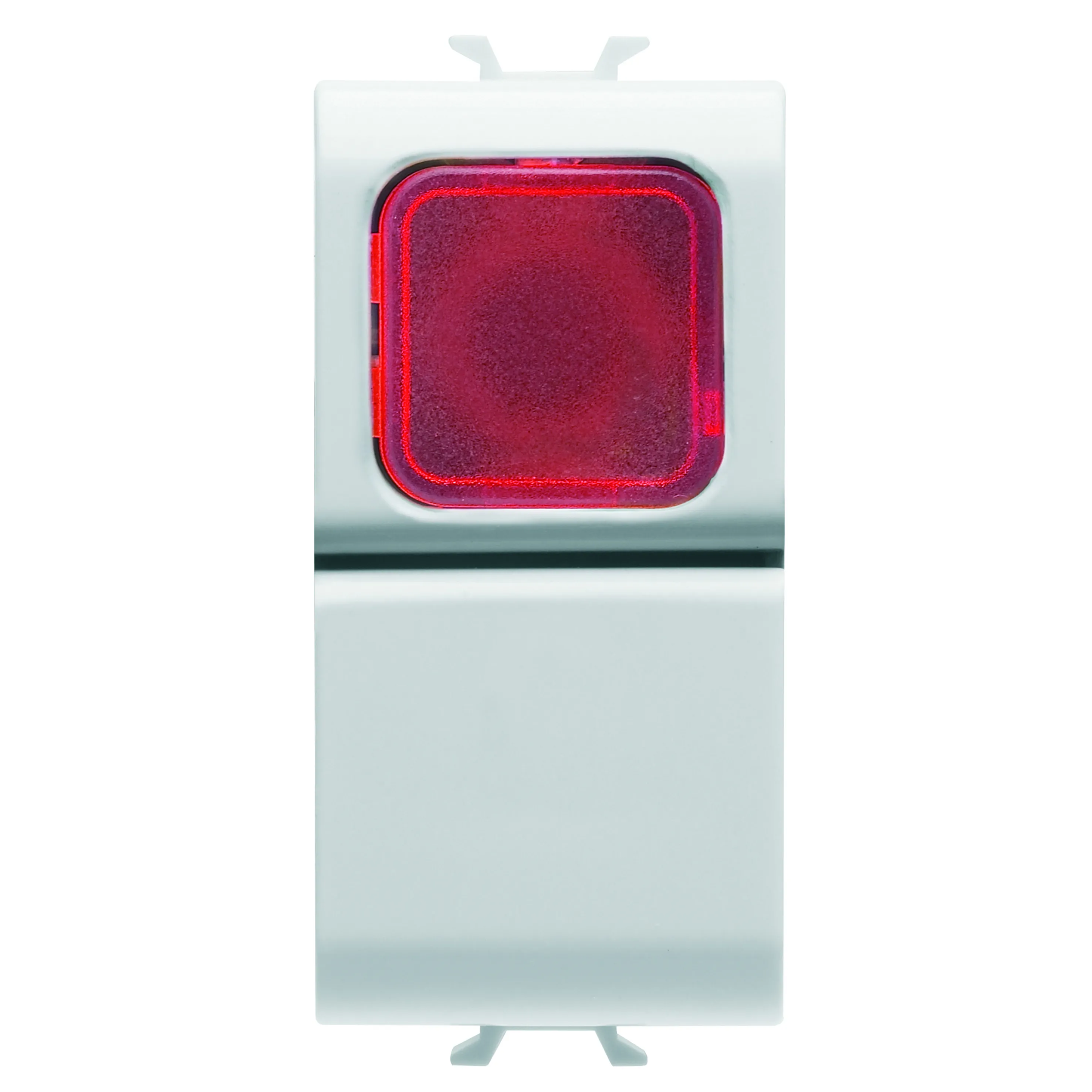 Buton, cu, revenire, 1P, 250V, NO, 16A, difuzor, rosu, 1, modul, alb, satinat, Gewiss, Chorus, GW15143