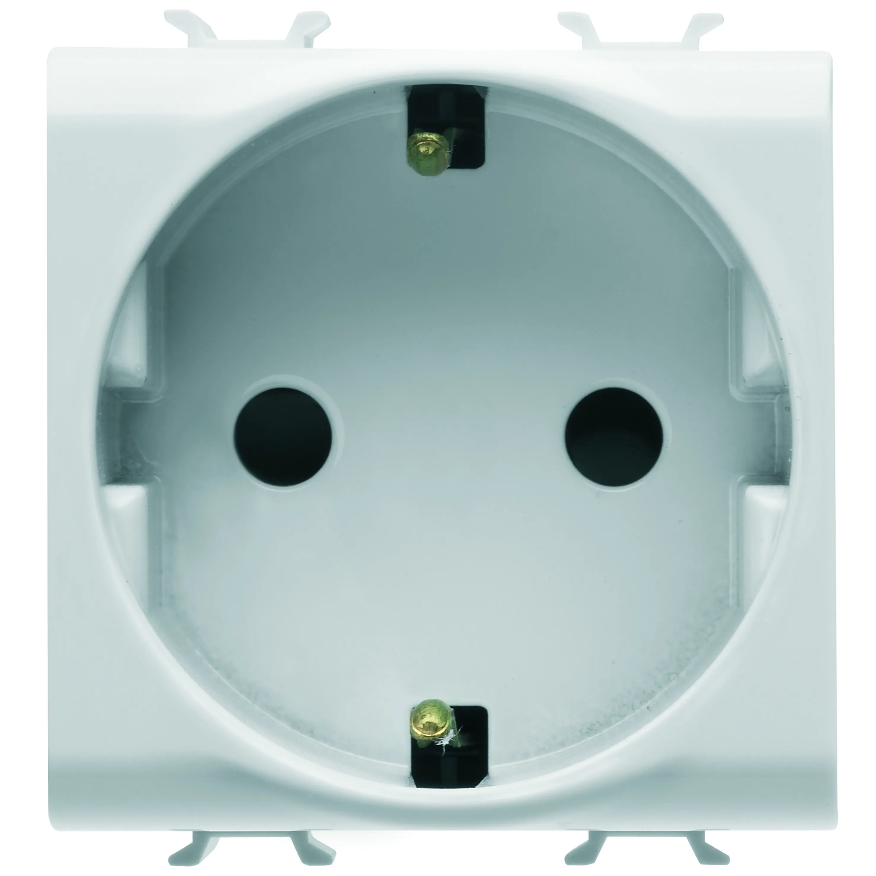 Priza, standard, Gewiss, Chorus, germana, 250V, c.a., 2P+E, 16A, 2, module, alb, satinat, GW15241