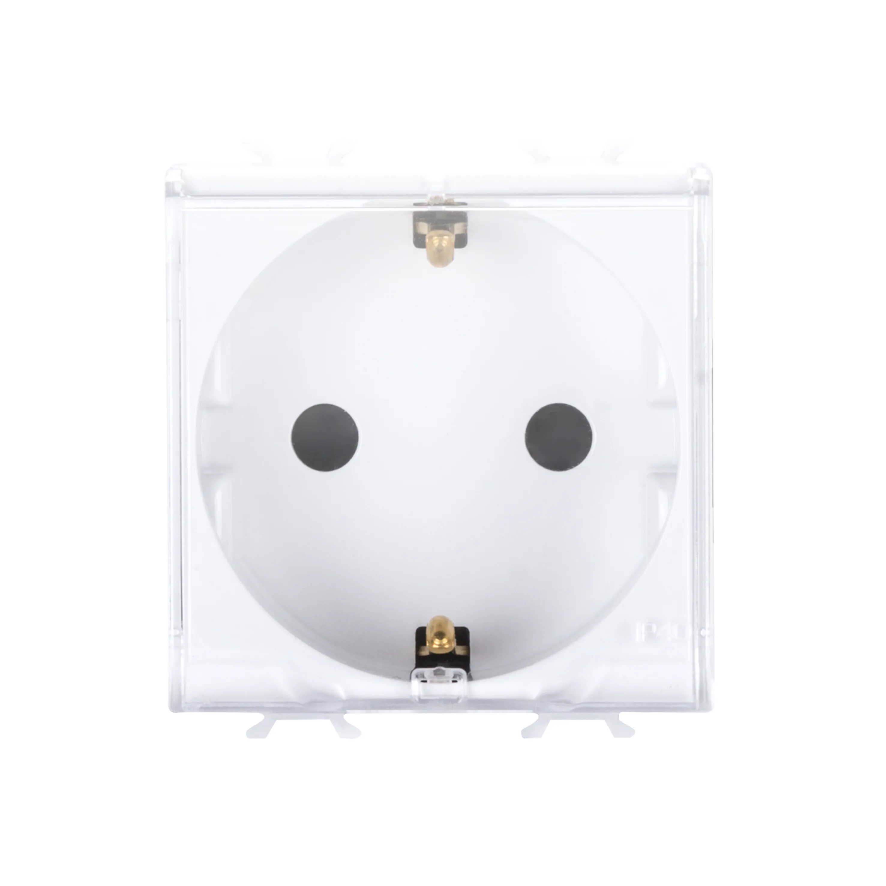 Priza, standard, Gewiss, Chorus, germana, 250V, c.a., 2P+E, 16A, 2, module, cu, capac, alb, satinat, GW15242