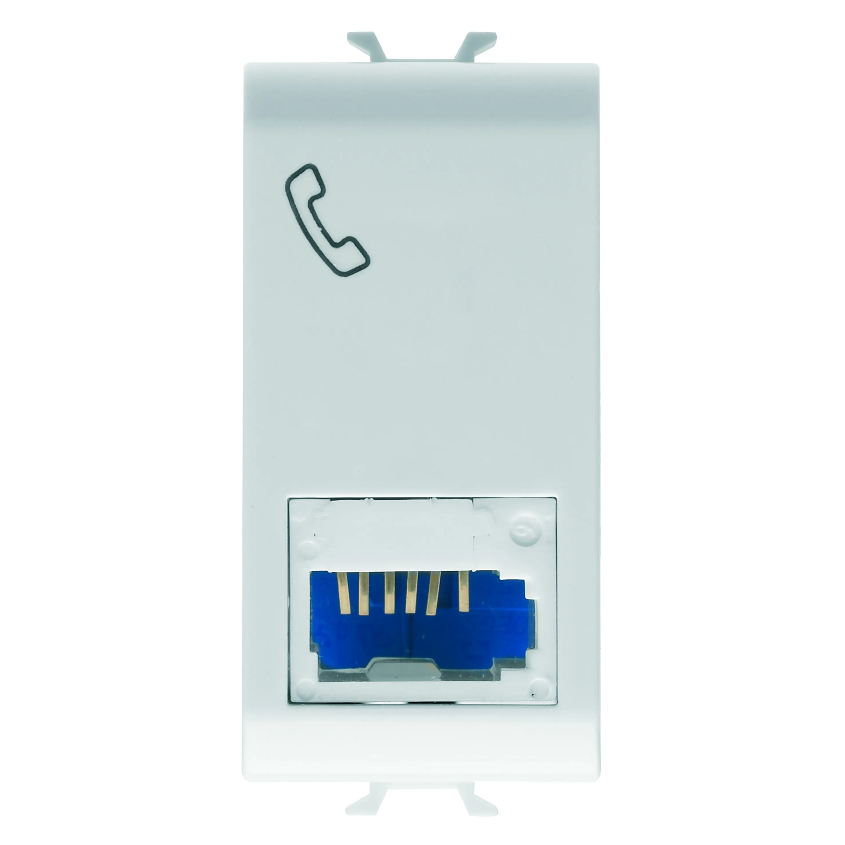 Priza, telefonica, standard, britanica, Gewiss, Chorus, 6, contacte, terminale, cu, insurubare, 1, modul, alb, satinat, GW15406