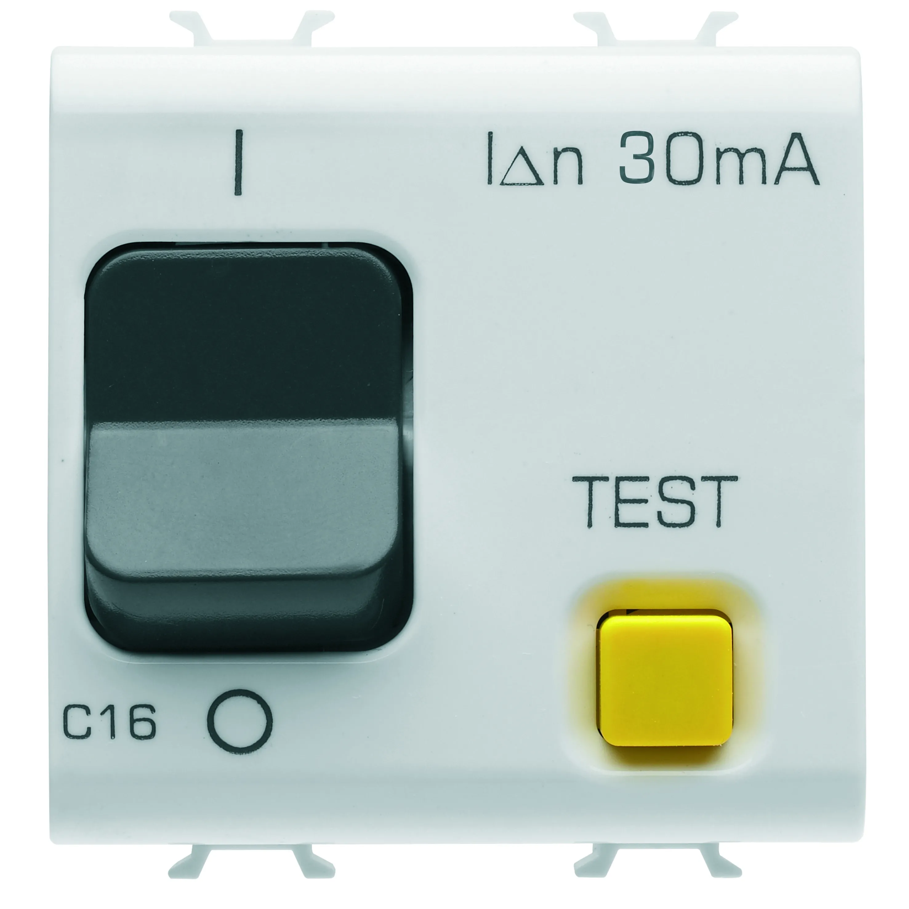 Intrerupator, de, curent, rezidual, cu, protectie, la, supracurent, caracteristica, C, clasa, A, 1P+N, 16A, 230V, c.a., 30mA, 2, module, alb, satinat, Gewiss, Chorus, GW15489